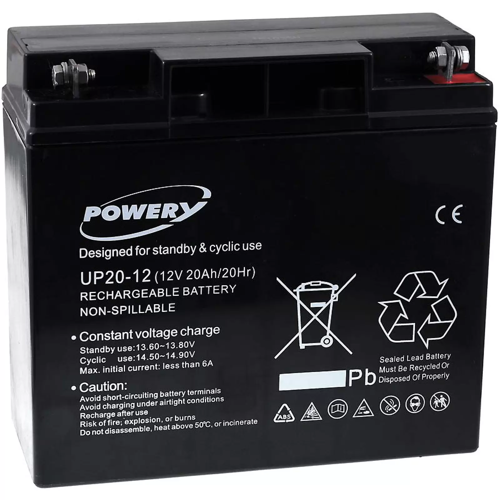 Powery Blei-Gel Akku für USV APC Smart-UPS SUA5000RMI5U 20Ah (ersetzt auch 18Ah)