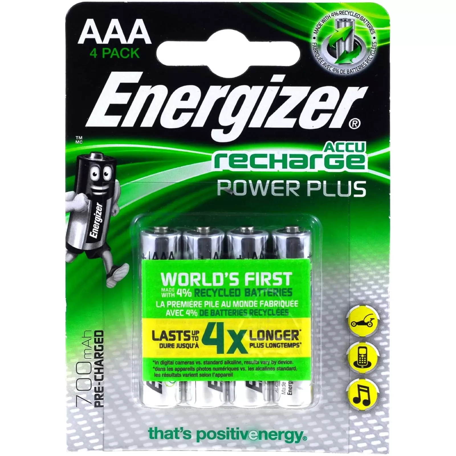Energizer PowerPlus Micro AAA Akku / HR03 700mAh 4er Blister