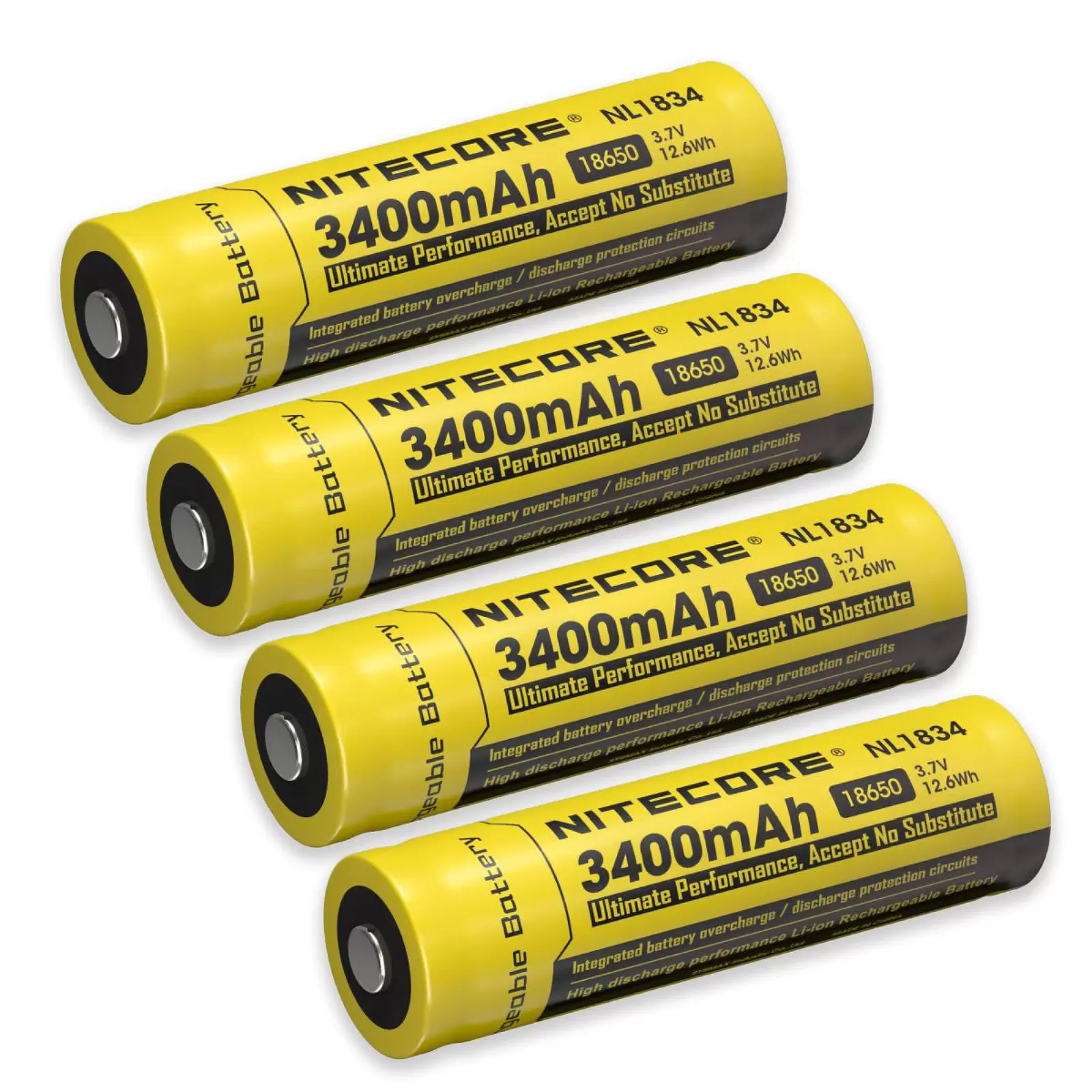 4x Nitecore Li-Ion Akku 18650 3400mAh NL1834 geschützt