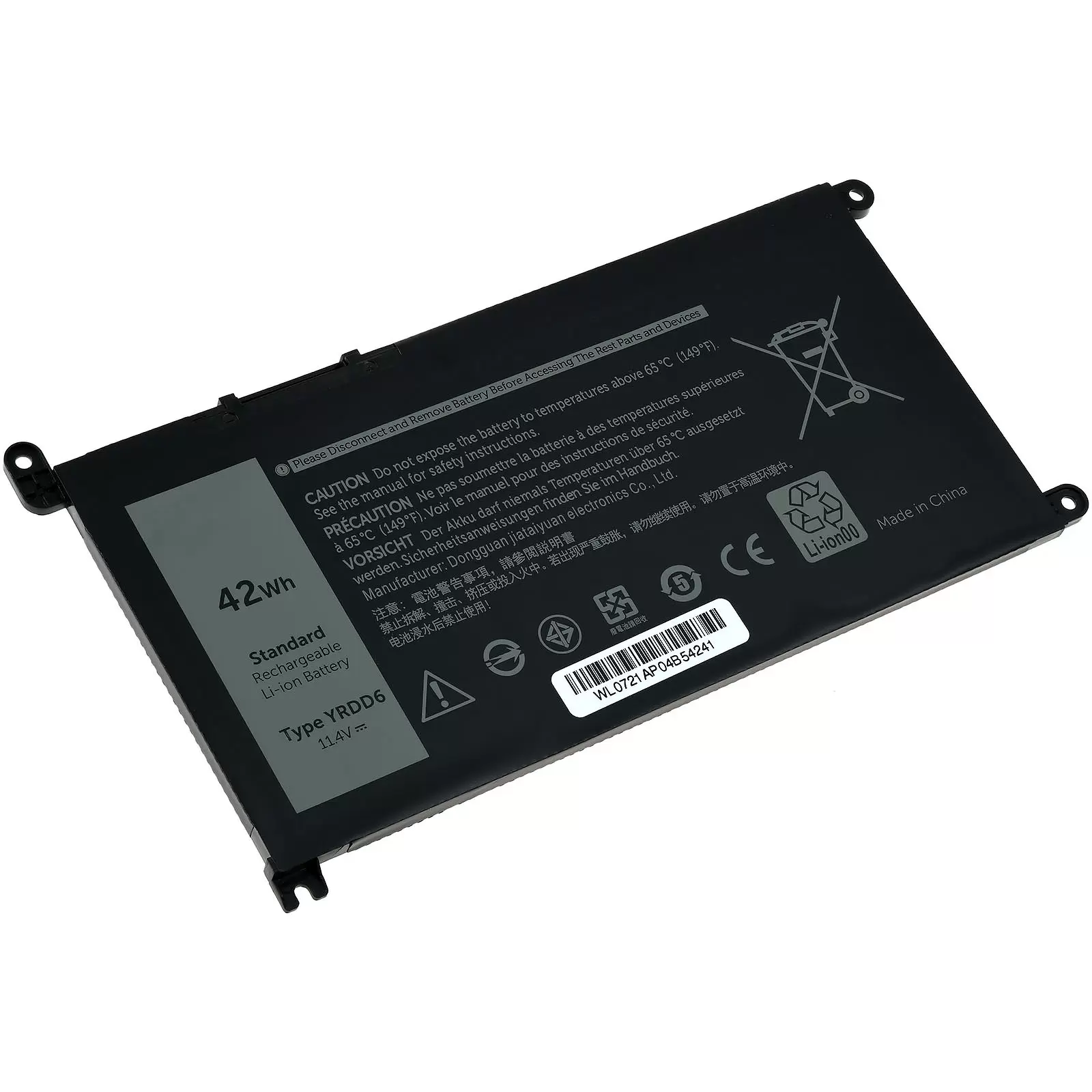 Akku passend für 2 in 1 Touchscreen Laptop Dell Inspiron 14 5481 Serie, 14 5482 Serie, Typ YRDD6