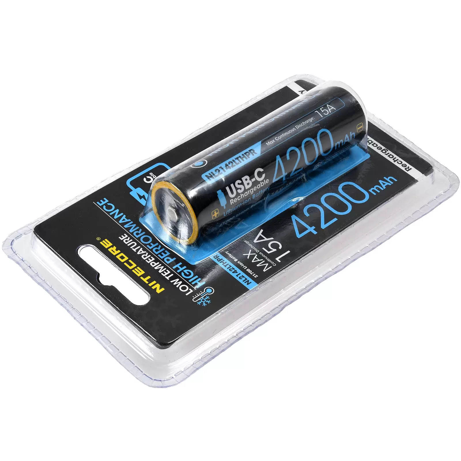 Nitecore Li-Ion Akku Typ 21700 NL2142LTHPR 4200mAh, mit USB, Niedertemperaturbeständig