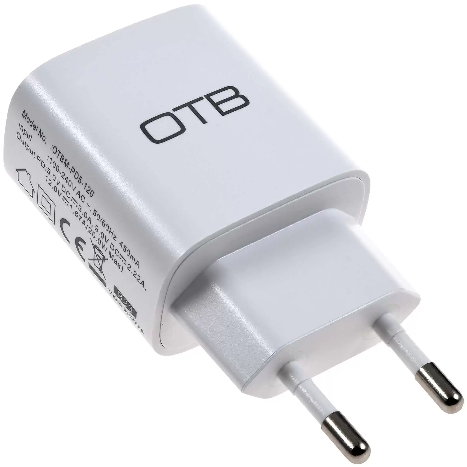 Ladeadapter mit USB-C Type-C 5V 3,0A Weiß für Geräte mit USB-C Ladeanschluss