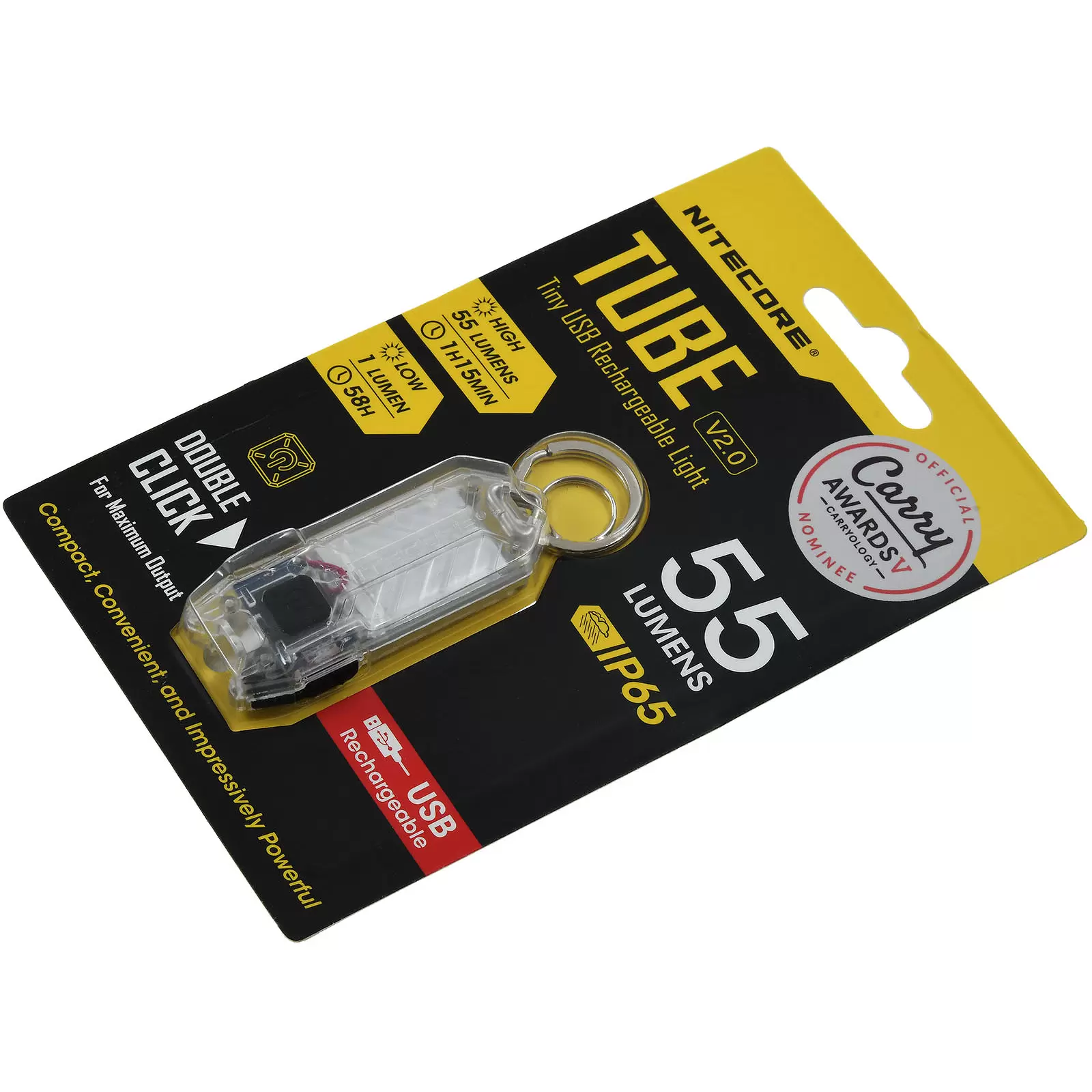 Nitecore TUBE 2.0 Mini LED Taschenlampe, mit Micro USB, max. 55 Lumen, transparent