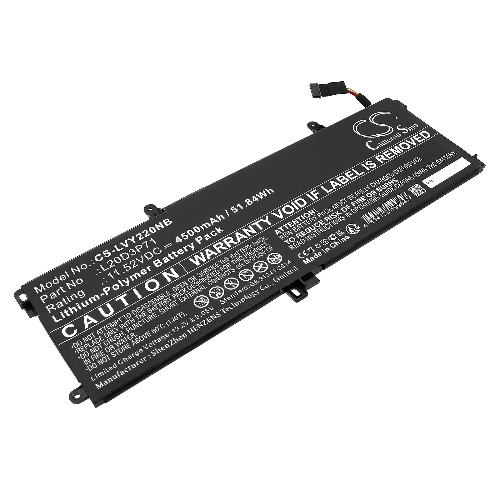 Akku passend für Lenovo ThinkPad X13 Yoga G2 Typ L20D3P71 mit Kabel, Stecker