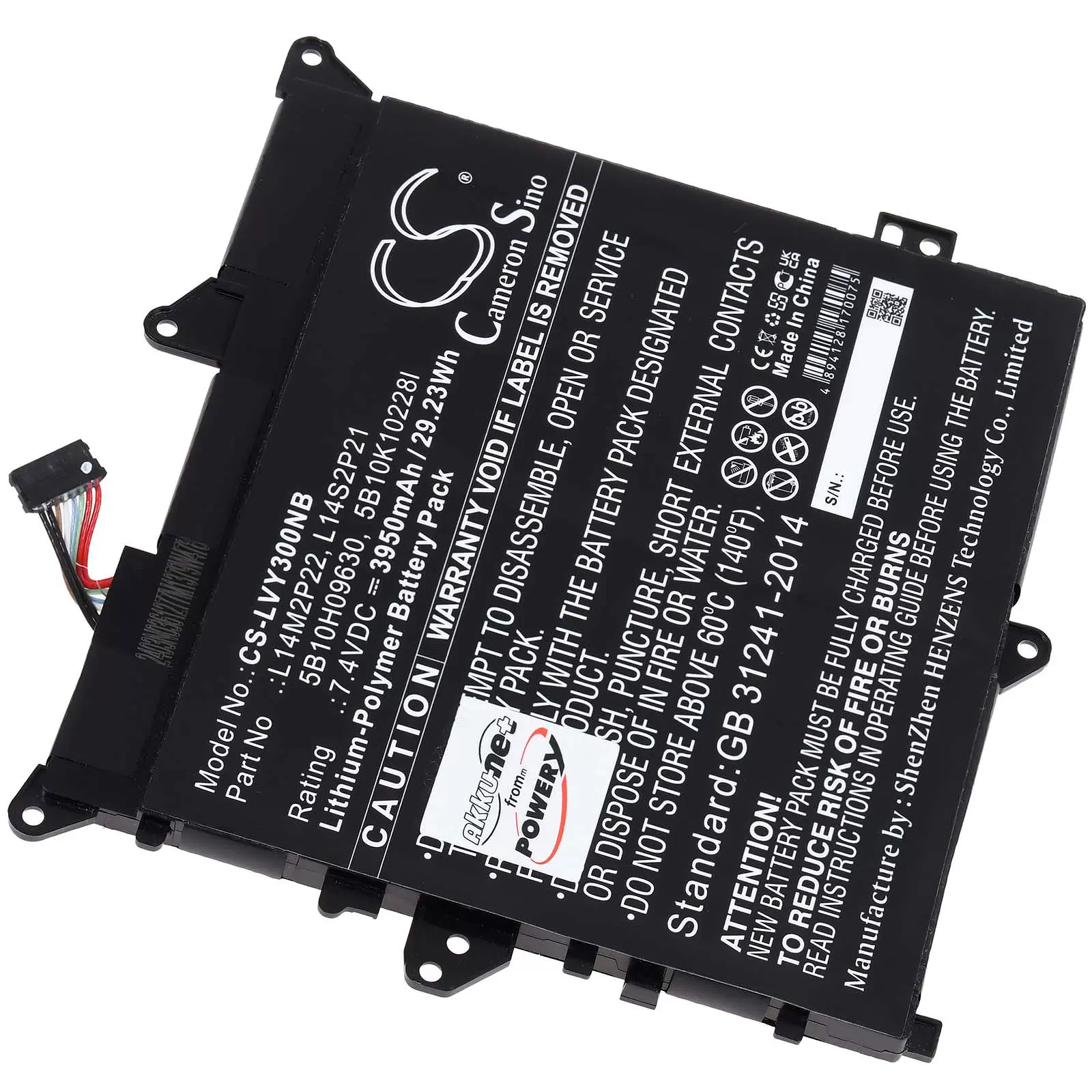 Akku passend für Laptop Lenovo Yoga 300-11IBR IdeaPad 300S-11IBR Typ L14M2P22