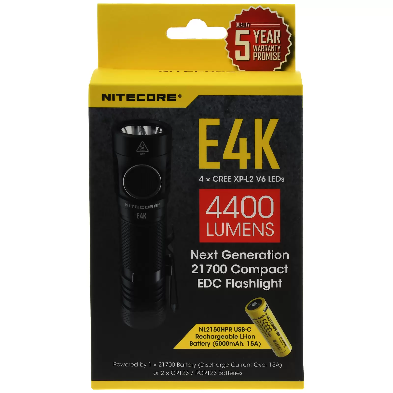 Nitecore E4K Tactical EDC-Lampe, Taschenlampe 4400 Lumen