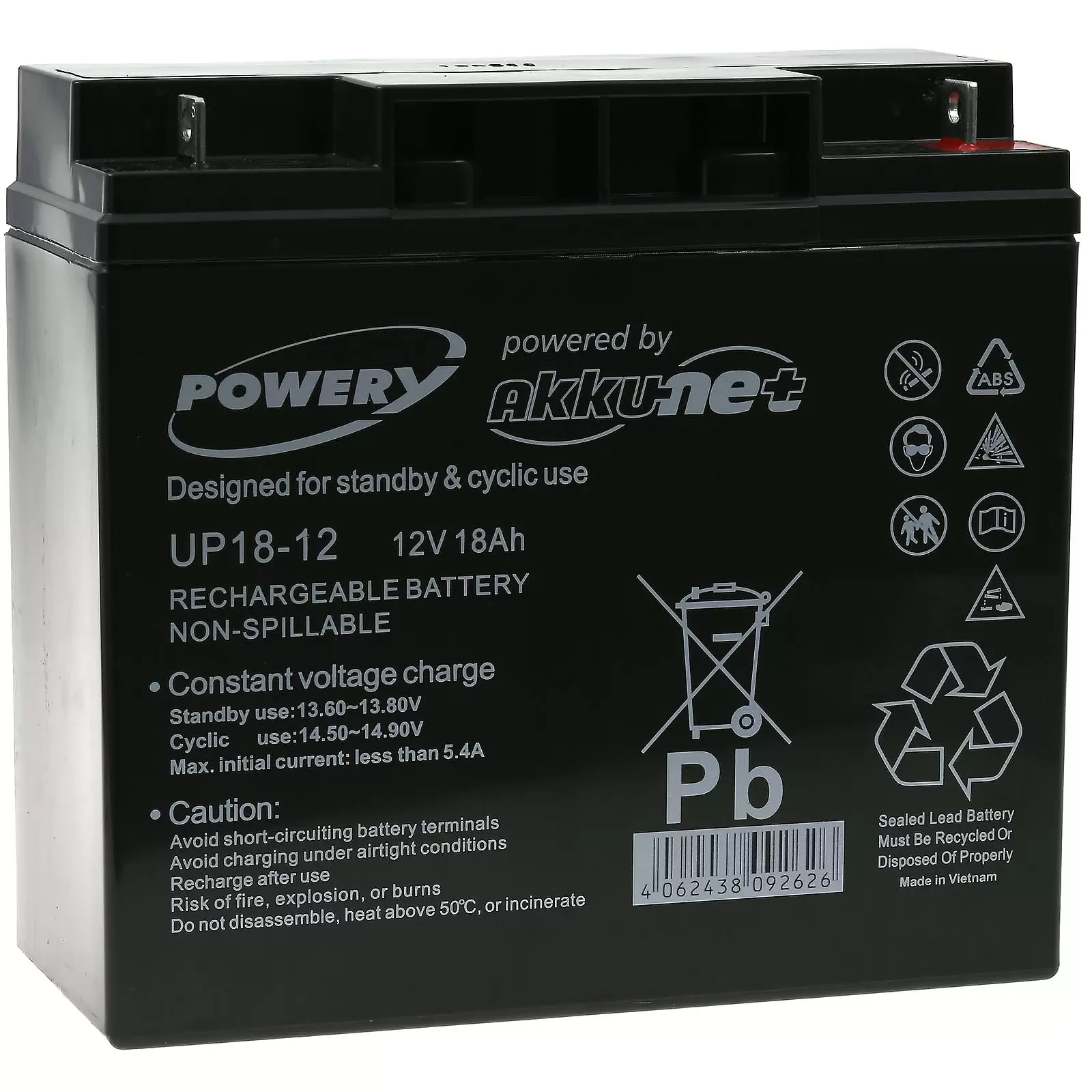 Powery Blei-Gel Akku 12V 18Ah Powery Blei-Gel Akku 12V 18Ah