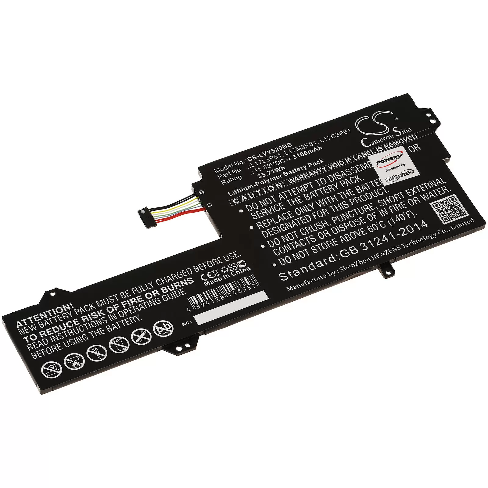 Akku passend für Laptop Lenovo IdeaPad 320S-13IKB, Yoga 720, Typ L17L3P61 u.a. Akku passend für Laptop Lenovo IdeaPad 320S-13IKB, Yoga 720, Typ L17L3P61 u.a.