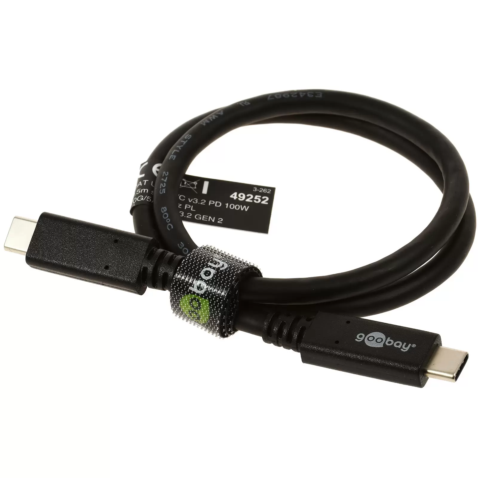 goobay USB-C auf USB-C PD schnelles Lade-, Synchronisationskabel 0,5m 5A goobay USB-C auf USB-C PD schnelles Lade-, Synchronisationskabel 0,5m 5A