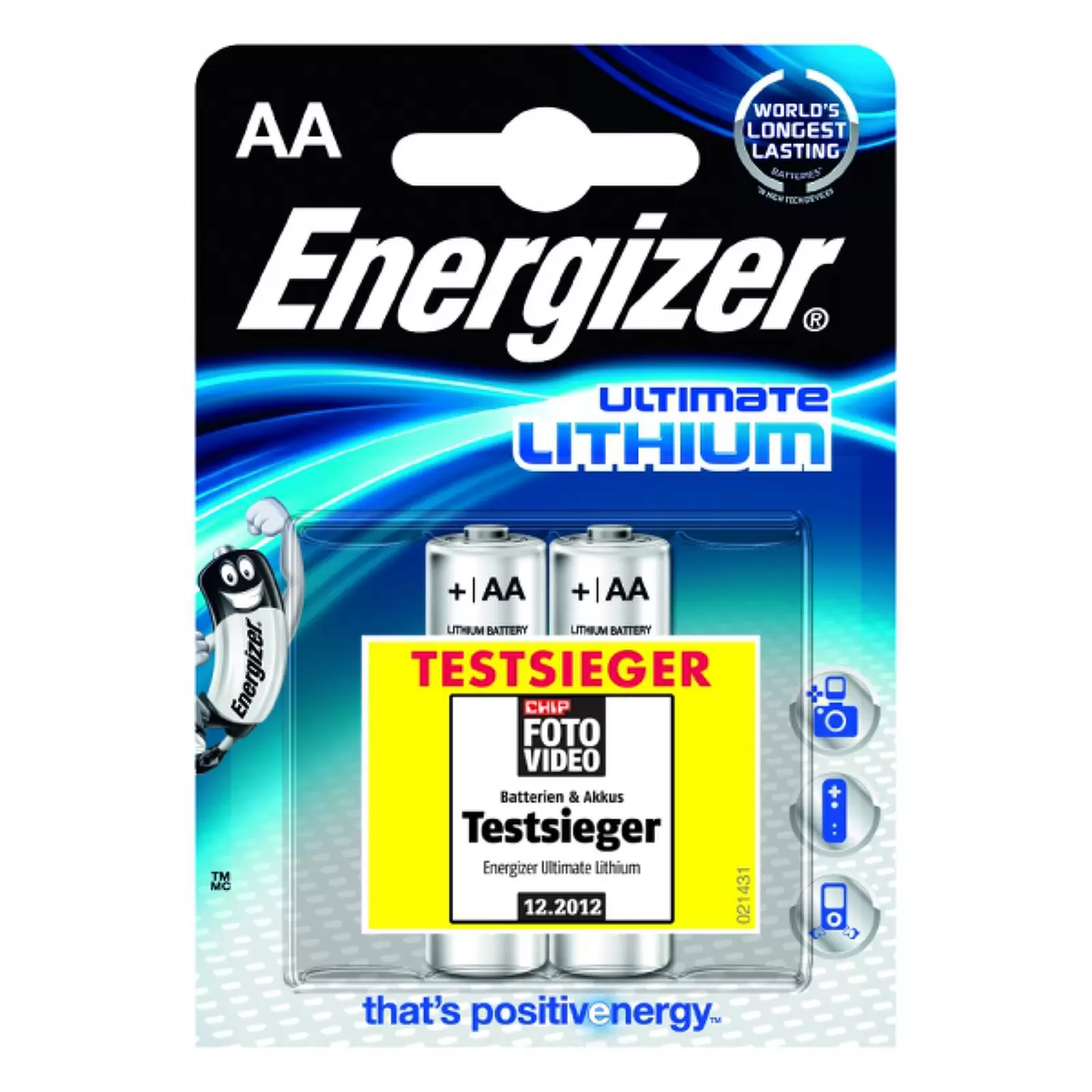 Lithium Batterie Energizer L91 / Mignon / AA / FR6 / 2er Blister