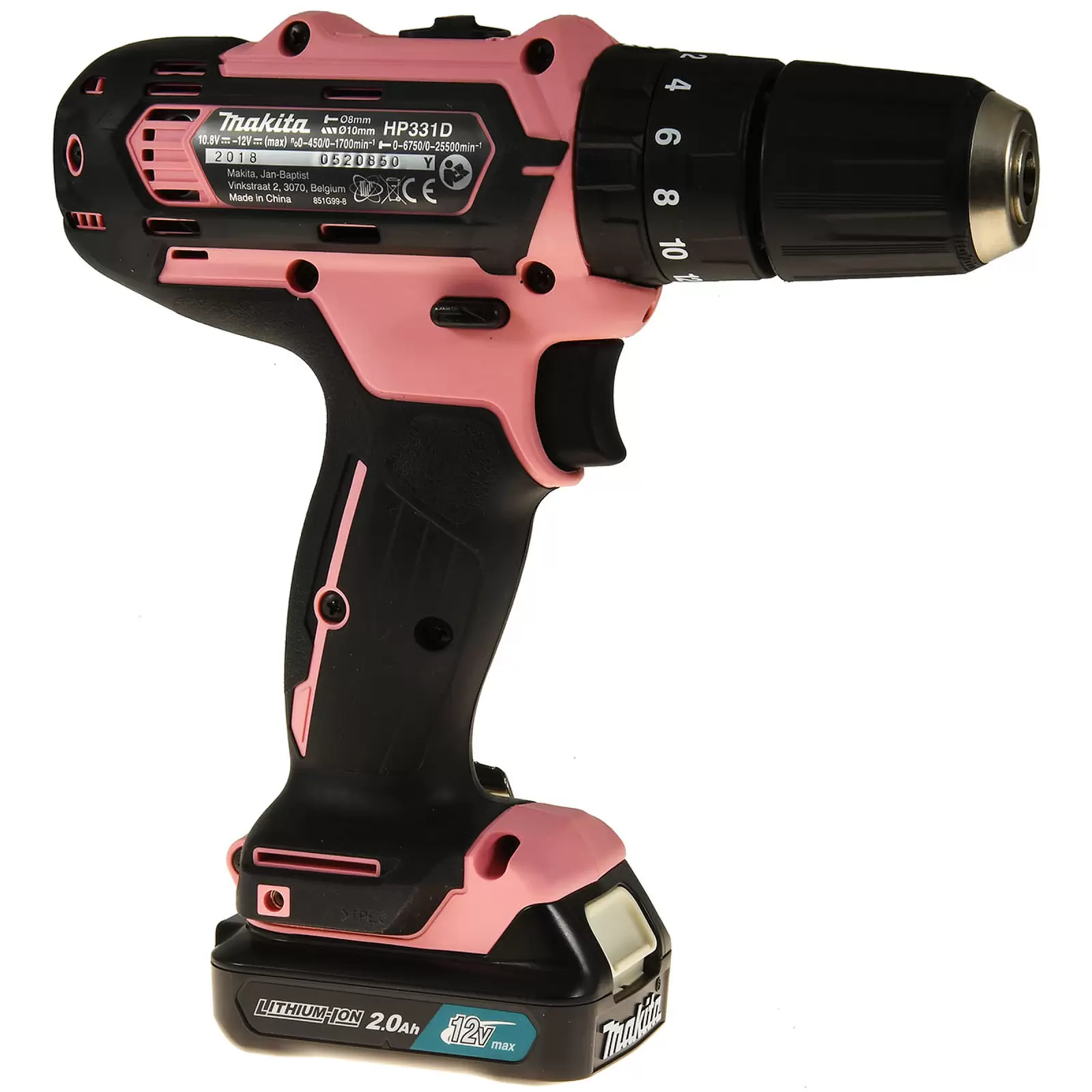 Makita Akku-Schlagbohrschrauber Set HP333DSAP1 Pink 12V, 24W, inkl. Transporttasche und Bits