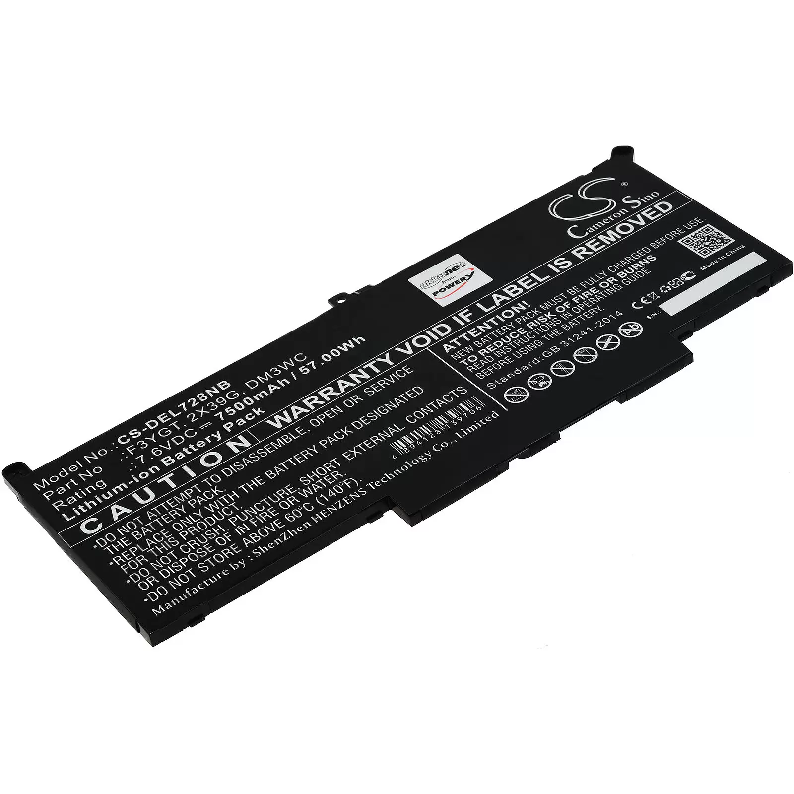 Akku passend für Laptop Dell Latitude 12 7290, Latitude 13 7390, Latitude 14 7480, Typ F3YGT