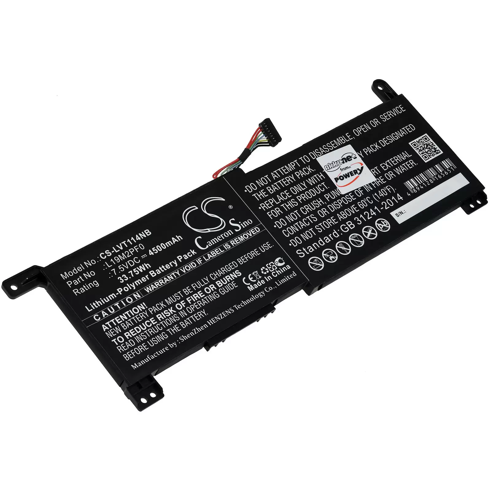 Akku passend für Laptop Lenovo Slim 1-11AST-05, IdeaPad 1-11ADA05(82GV), Typ L19M2PF0