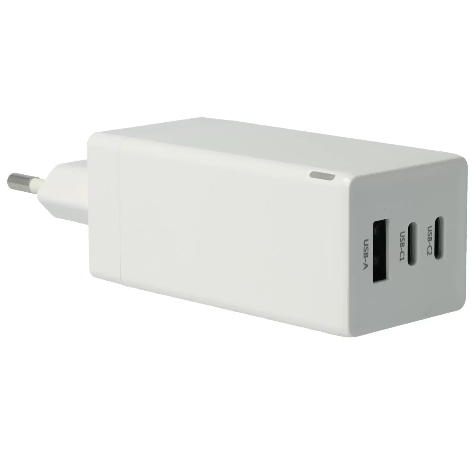 3-Port USB-C Power Delivery PPS-Ladegerät mit 2x USB-C, 1x USB-A / Adapter 65W GaN Weiß