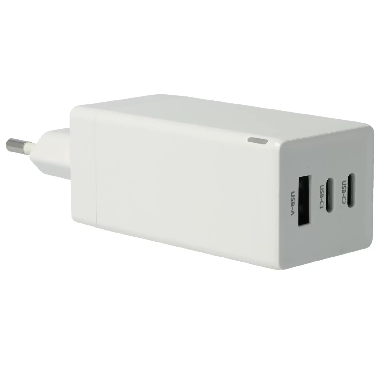3-Port USB-C Power Delivery PPS-Ladegerät mit 2x USB-C, 1x USB-A / Adapter 65W GaN Weiß 3-Port USB-C Power Delivery PPS-Ladegerät mit 2x USB-C, 1x USB-A / Adapter 65W GaN Weiß