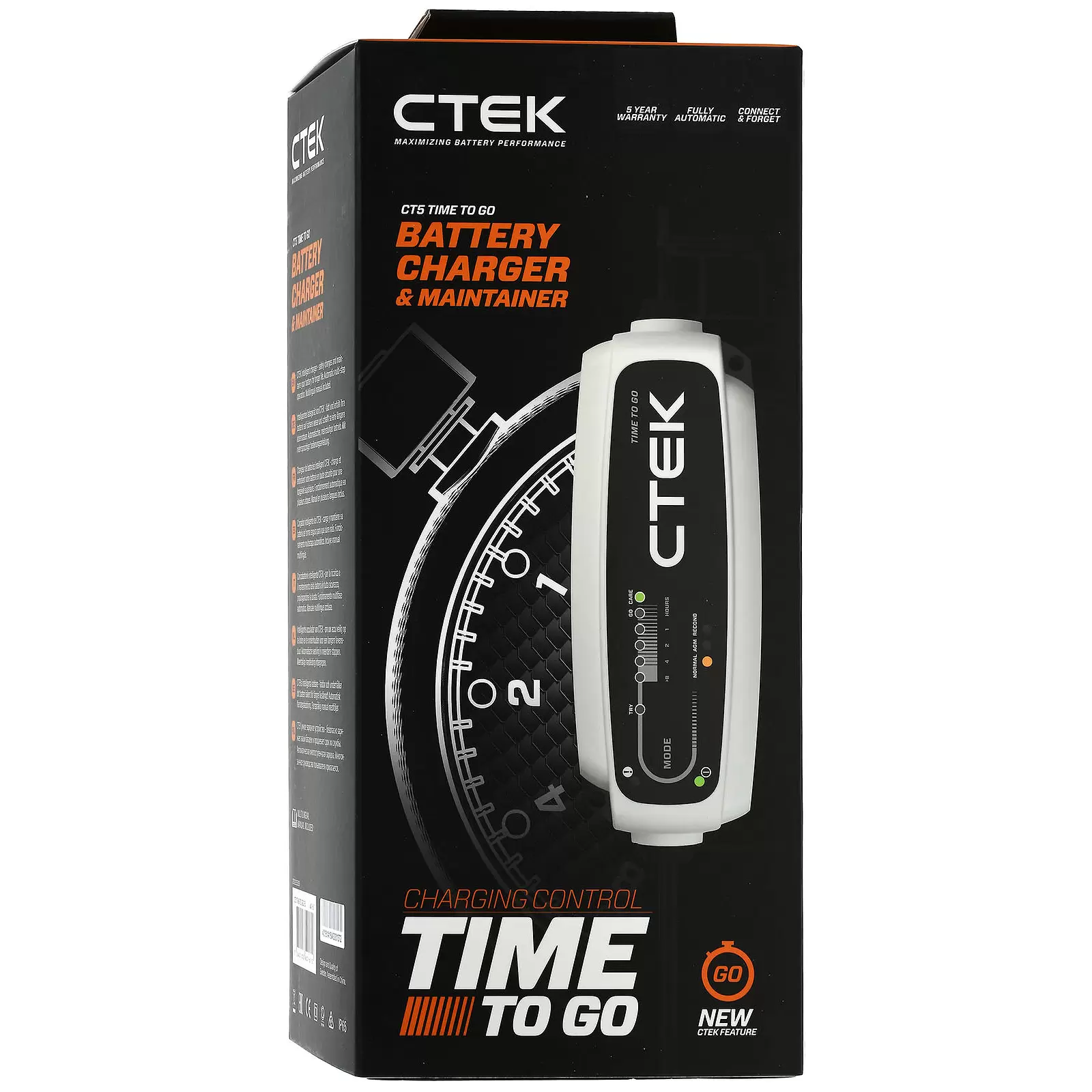 CTEK CT5 Time to Go, Batterie-Ladegerät, mit Countdown-Display 12V 5A  EU-Stecker