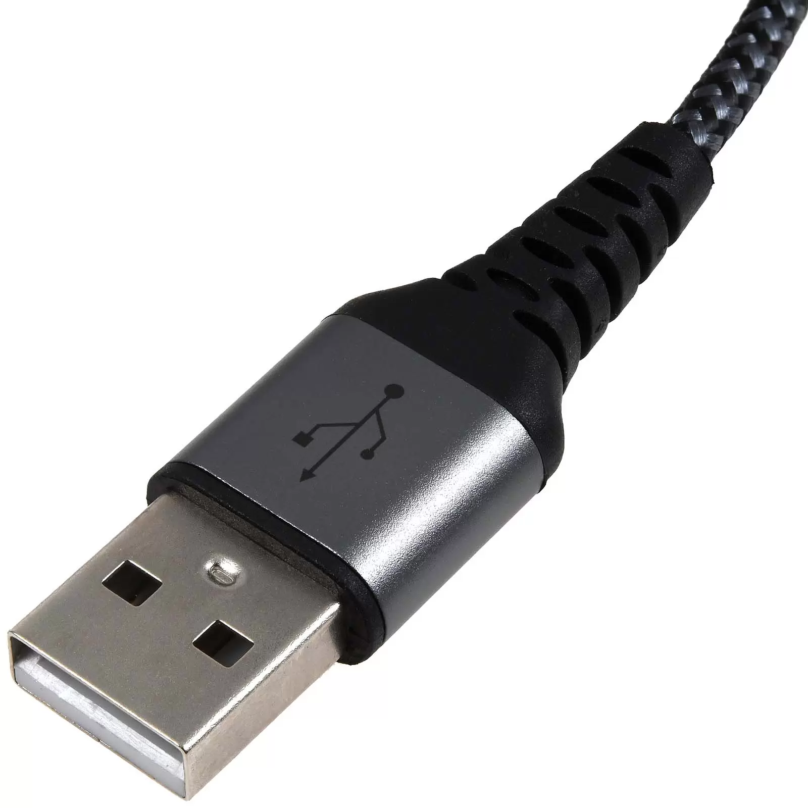 USB-C-auf-USB-A Textilkabel mit Metallsteckern spacegrau/silber, 1 m, 49296
