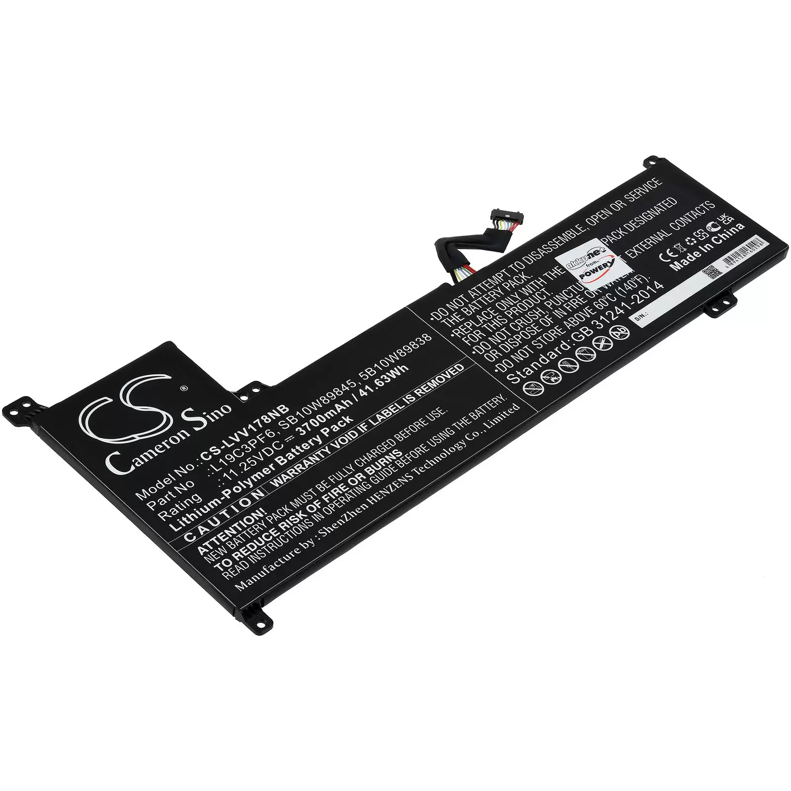 Akku passend für Laptop Lenovo V17-IIL(82GX), IdeaPad 3-17IML05 1WC007HAU, Typ L19C3PF6