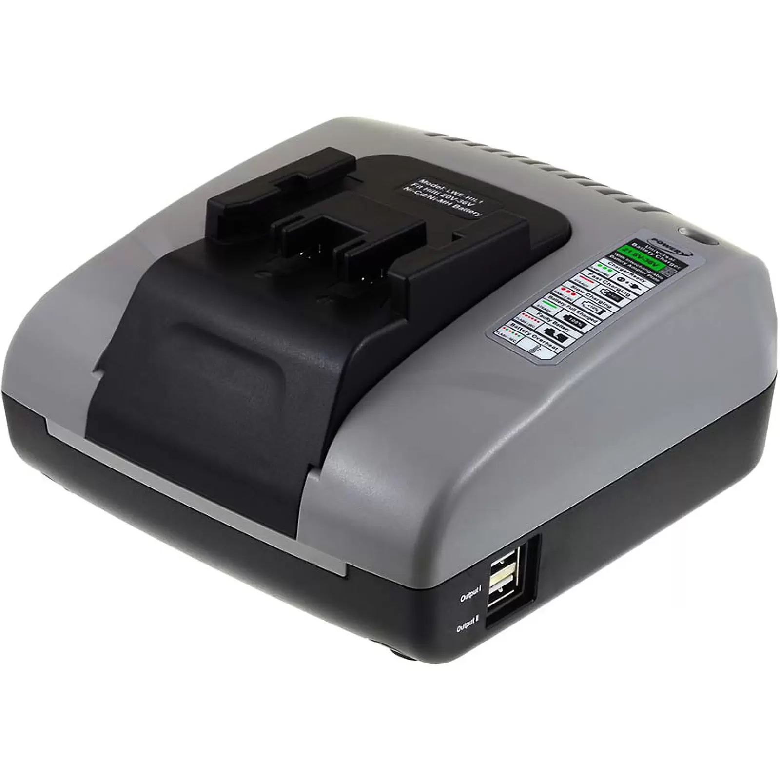 Powery Akku-Ladegerät mit USB für Hilti Schlagbohrschrauber UH 240-A / Akkutyp B 24/2.0 Powery Akku-Ladegerät mit USB für Hilti Schlagbohrschrauber UH 240-A / Akkutyp B 24/2.0