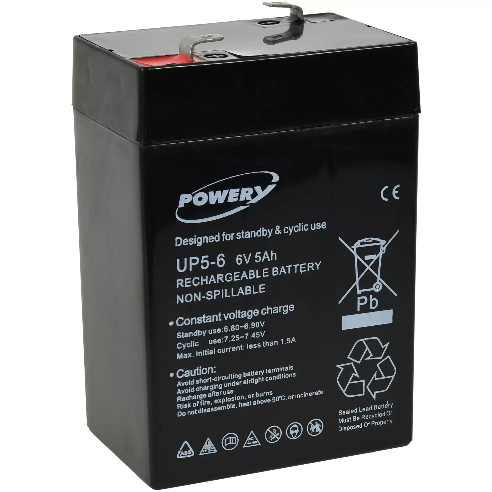 Powery Blei-Gel Akku 6V 5Ah Powery Blei-Gel Akku 6V 5Ah