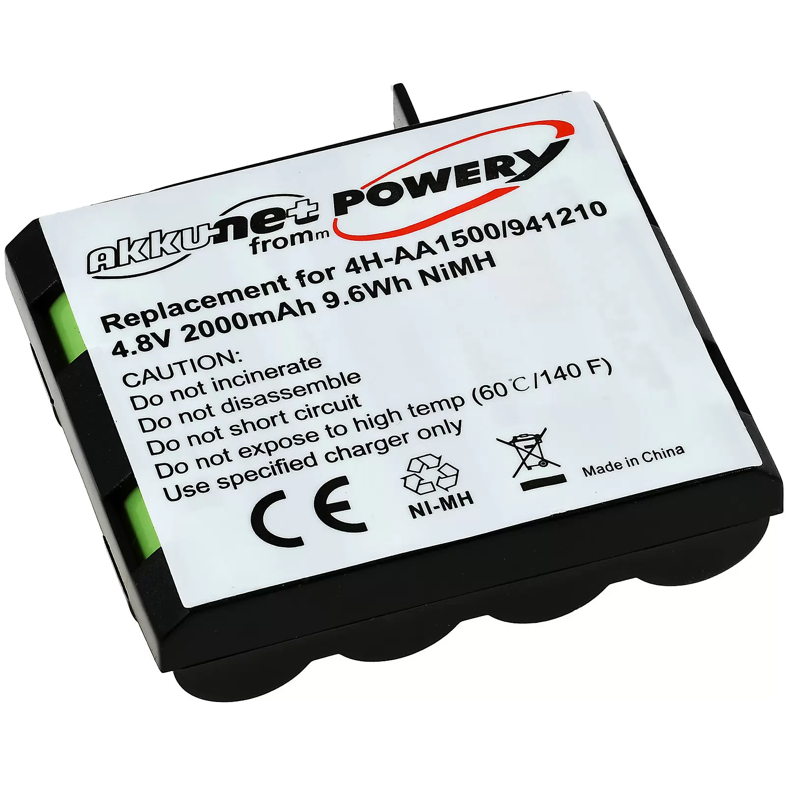 Akku kompatibel mit Compex Typ 4H-AA1500, 941210 4,8V 2000mAh (kein Original)