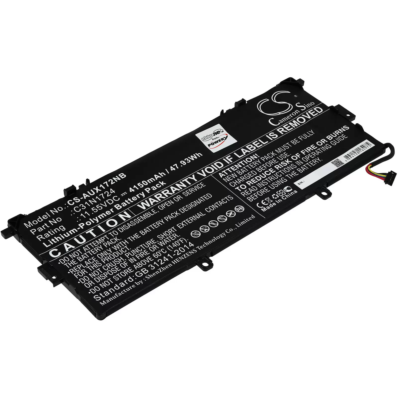 Akku passend für Laptop Asus ZenBook 13 UX331FA-DB71, 13 UX331FAL-EG075T, Typ C31N1724 Akku passend für Laptop Asus ZenBook 13 UX331FA-DB71, 13 UX331FAL-EG075T, Typ C31N1724