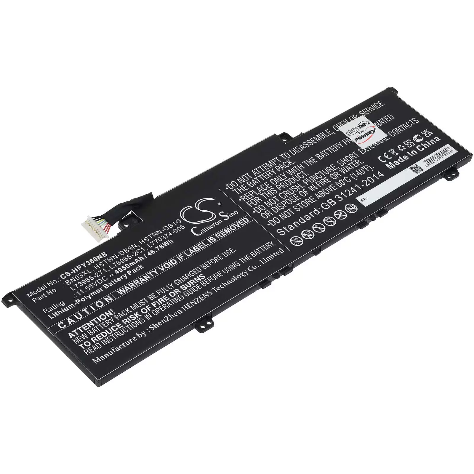 Akku passend für Laptop HP Envy X360 13-ay0360ng, Typ HSTNN-DB9N, BN03XL