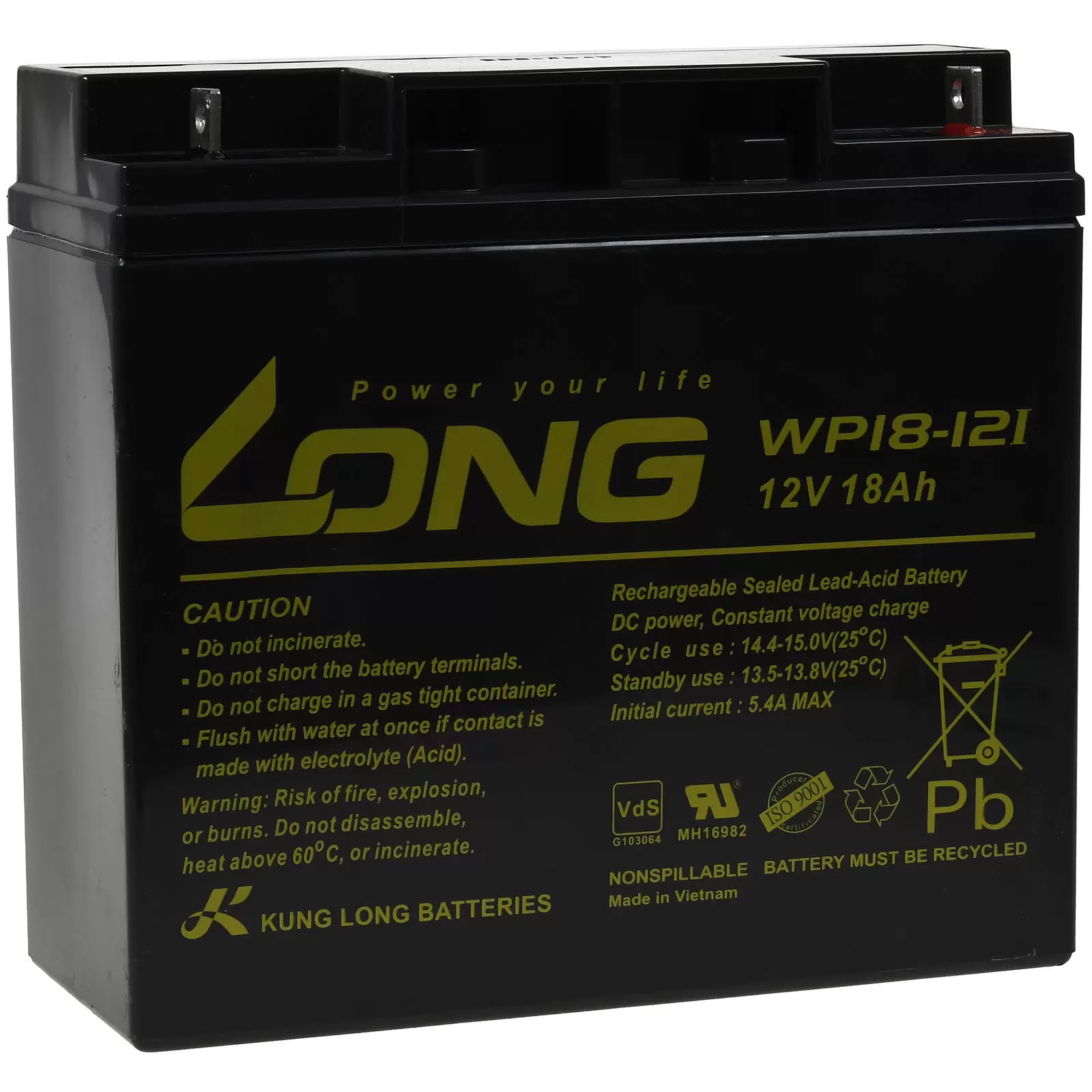KungLong Bleiakku WP18-12I 12V 18Ah für zyklische Anwendungen KungLong Bleiakku WP18-12I 12V 18Ah für zyklische Anwendungen