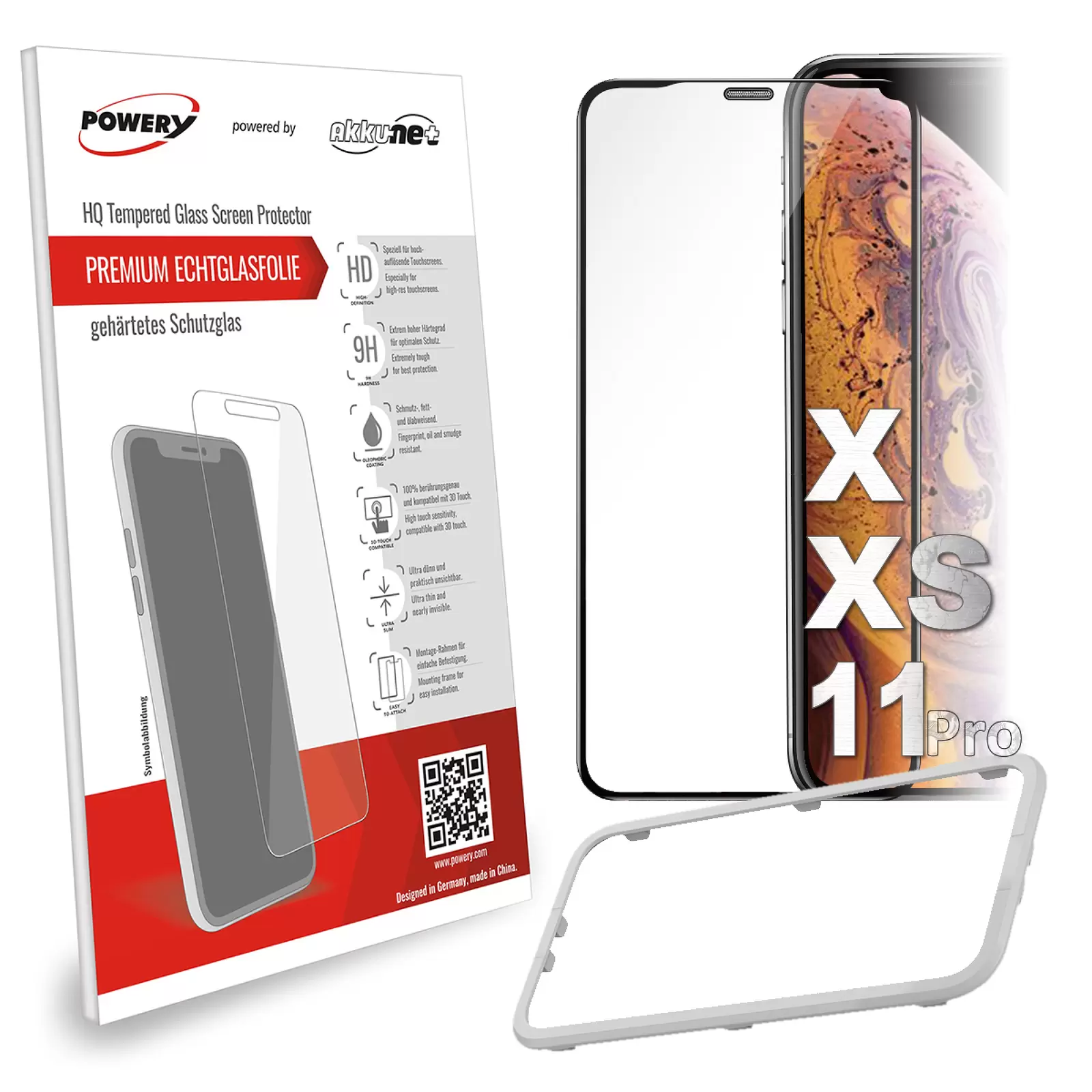 Display Schutzfolie Sicherheitsglas für iPhone X,iPhone XS,11 Pro,Staub-Schutz für Lautsprecher 2.5D