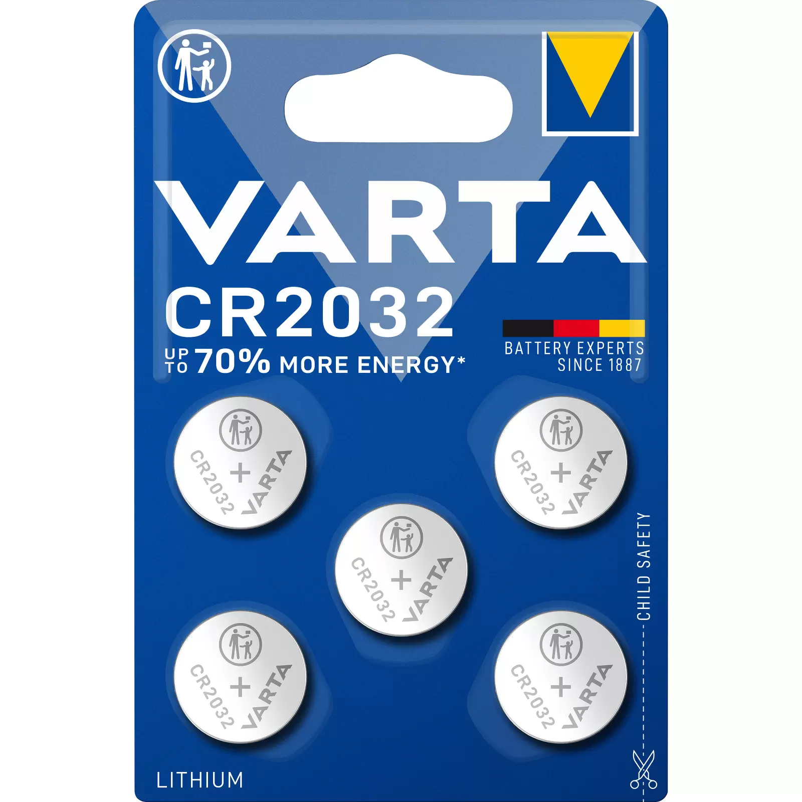 Lithium Knopfzelle Varta CR2032, ersetzt DL2032 IEC CR2032 5er Blister Lithium Knopfzelle Varta CR2032, ersetzt DL2032 IEC CR2032 5er Blister