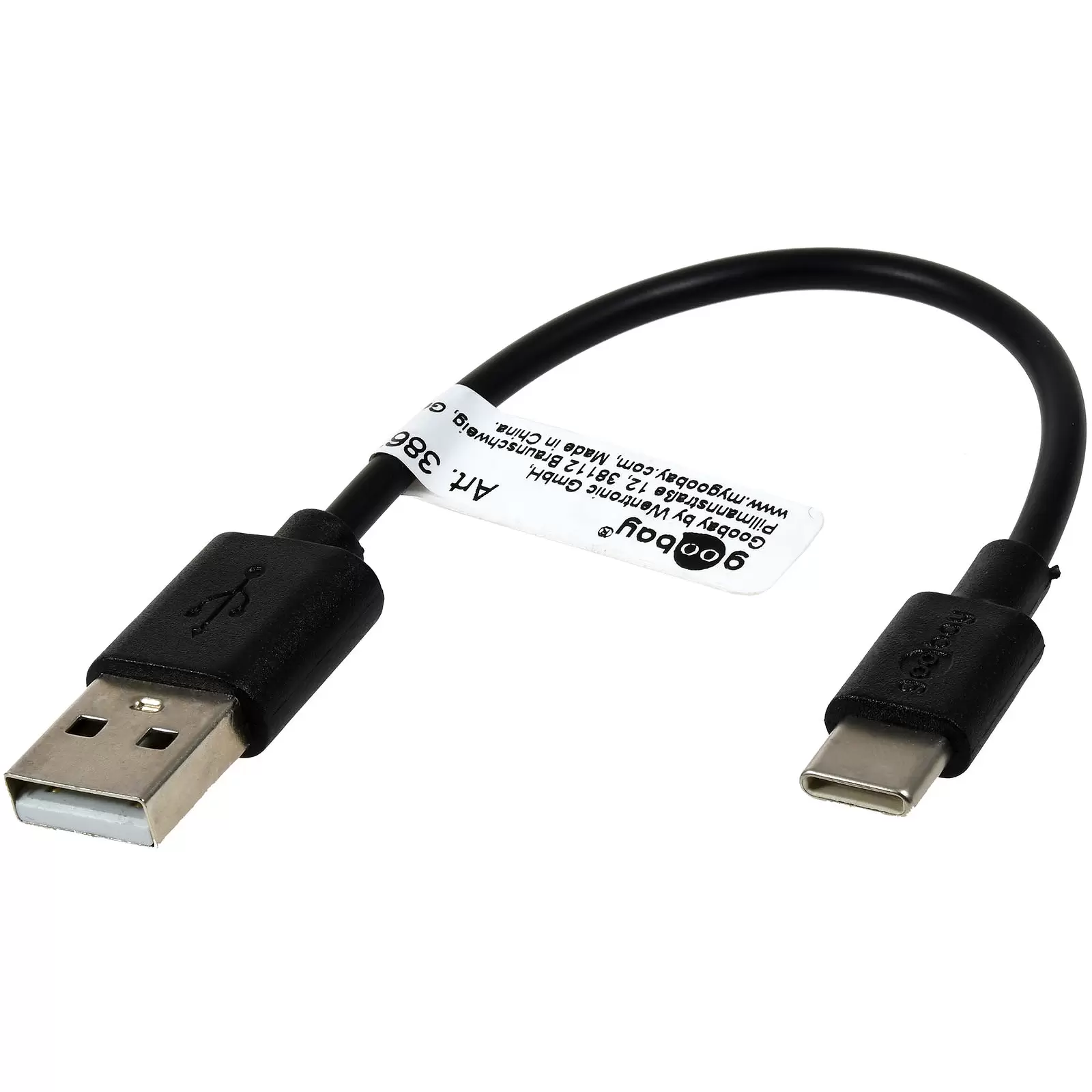 goobay USB-C Lade- u. Synchronisationskabel für Geräte mir USB-C Anschluss, 0,1m, Schwarz