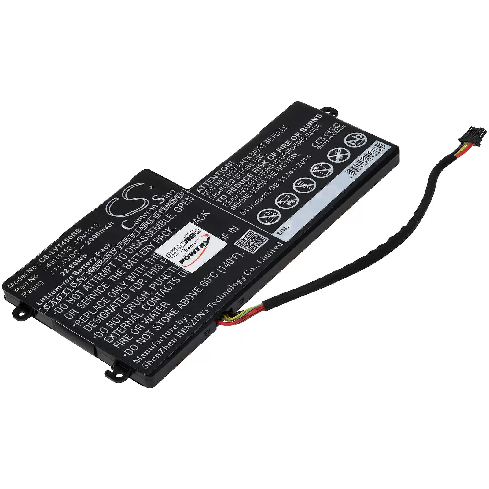 Akku passend für Lenovo Thinkpad X240, Thinkpad T440S Serie, Typ 45N1110 (interne Batterie)