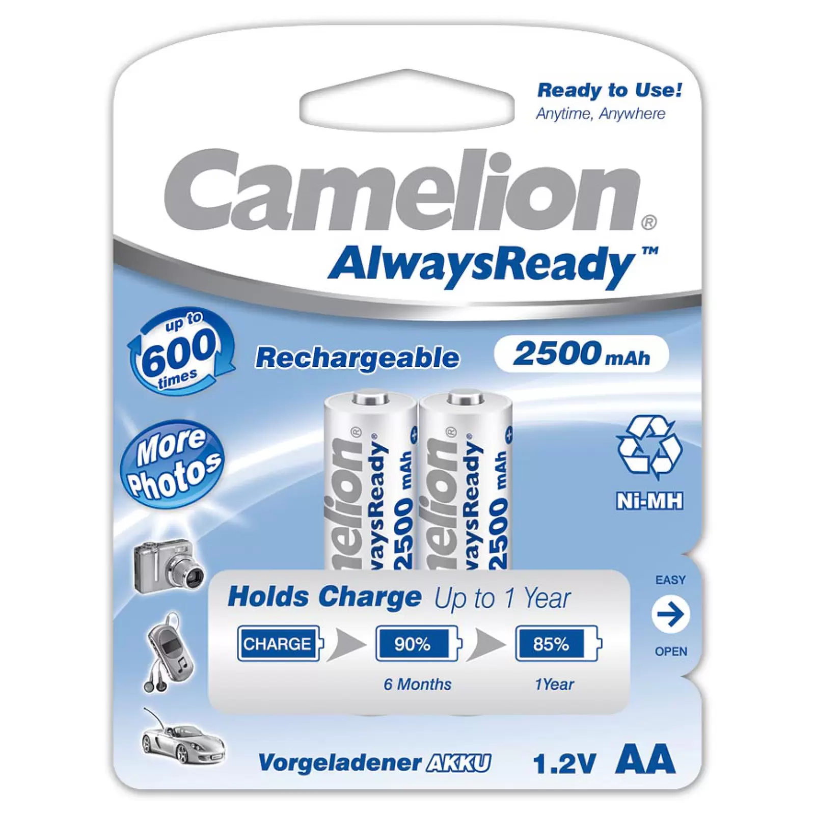 Camelion HR6 Mignon AA AlwaysReady 2er Blister 2500mAh Camelion HR6 Mignon AA AlwaysReady 2er Blister 2500mAh