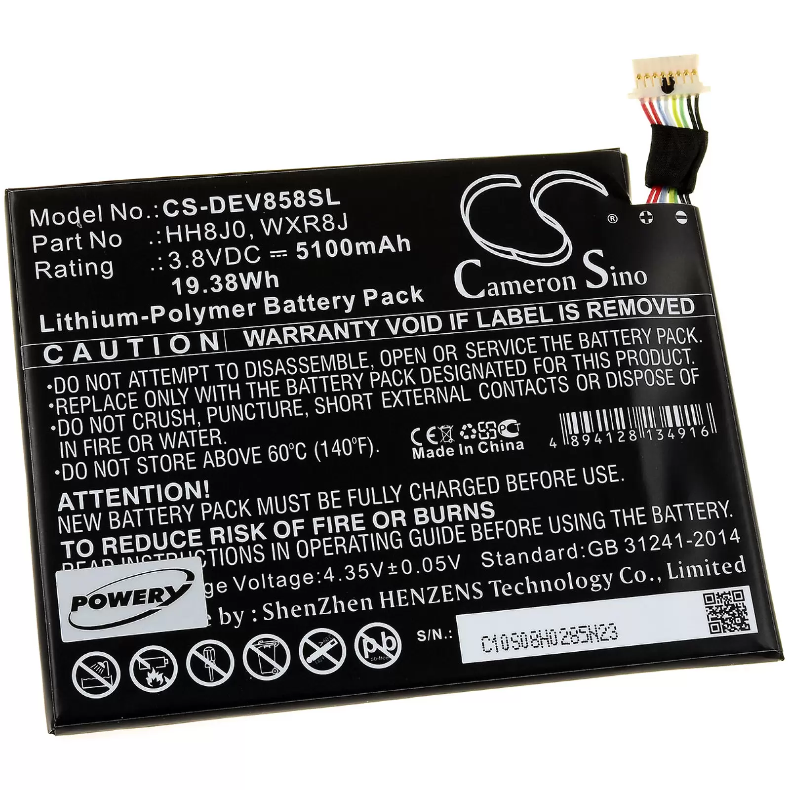 Akku für Tablet Dell Venue 8 Pro 5855 / Typ 0HH8J0 Akku für Tablet Dell Venue 8 Pro 5855 / Typ 0HH8J0