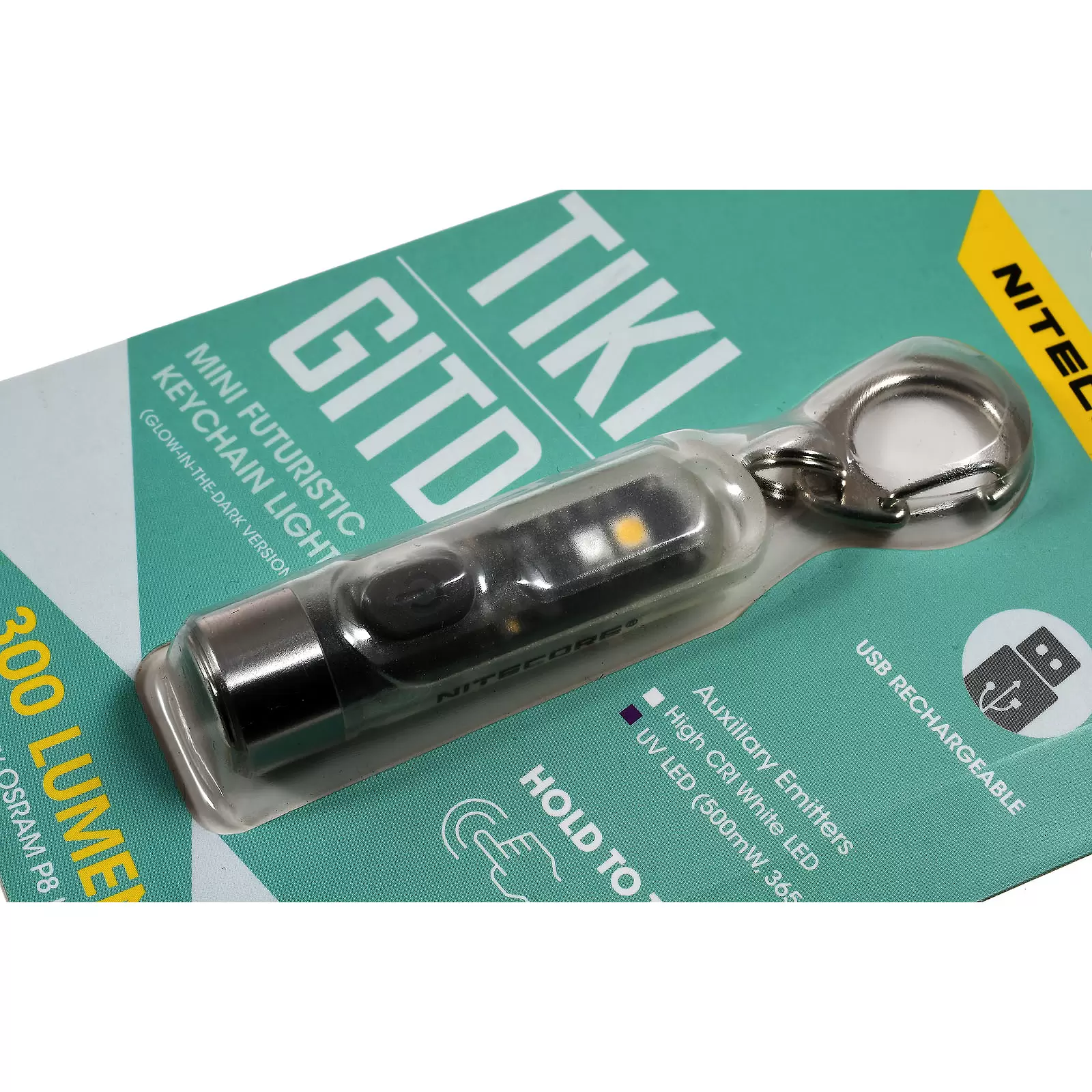 Schlüsselanhänger-Taschenlampe Nitecore TIKI GITD - Glow in the Dark, mit Micro-USB