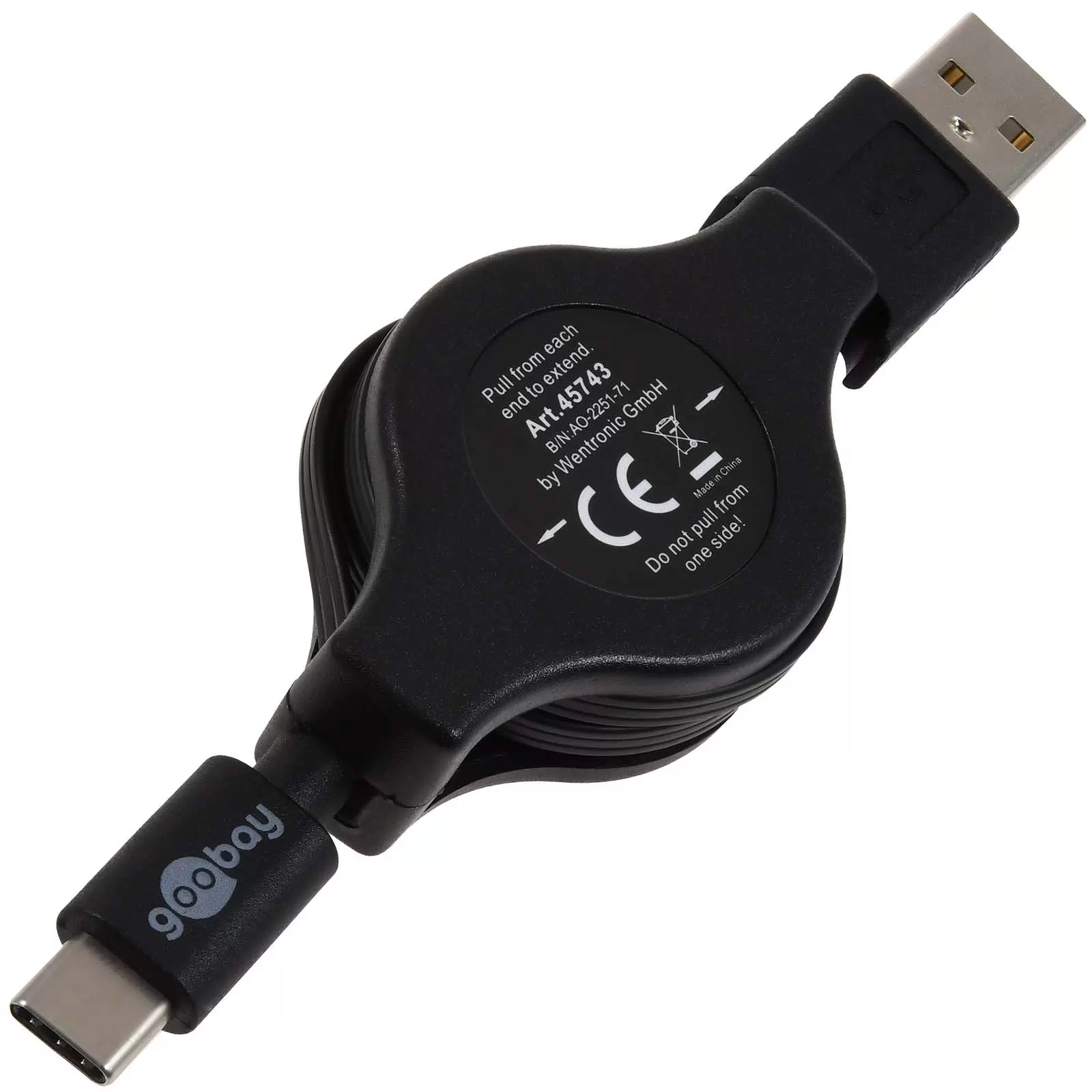 goobay USB-C Lade - und Synchronisationskabel, ausziehbar, 1m ,45743