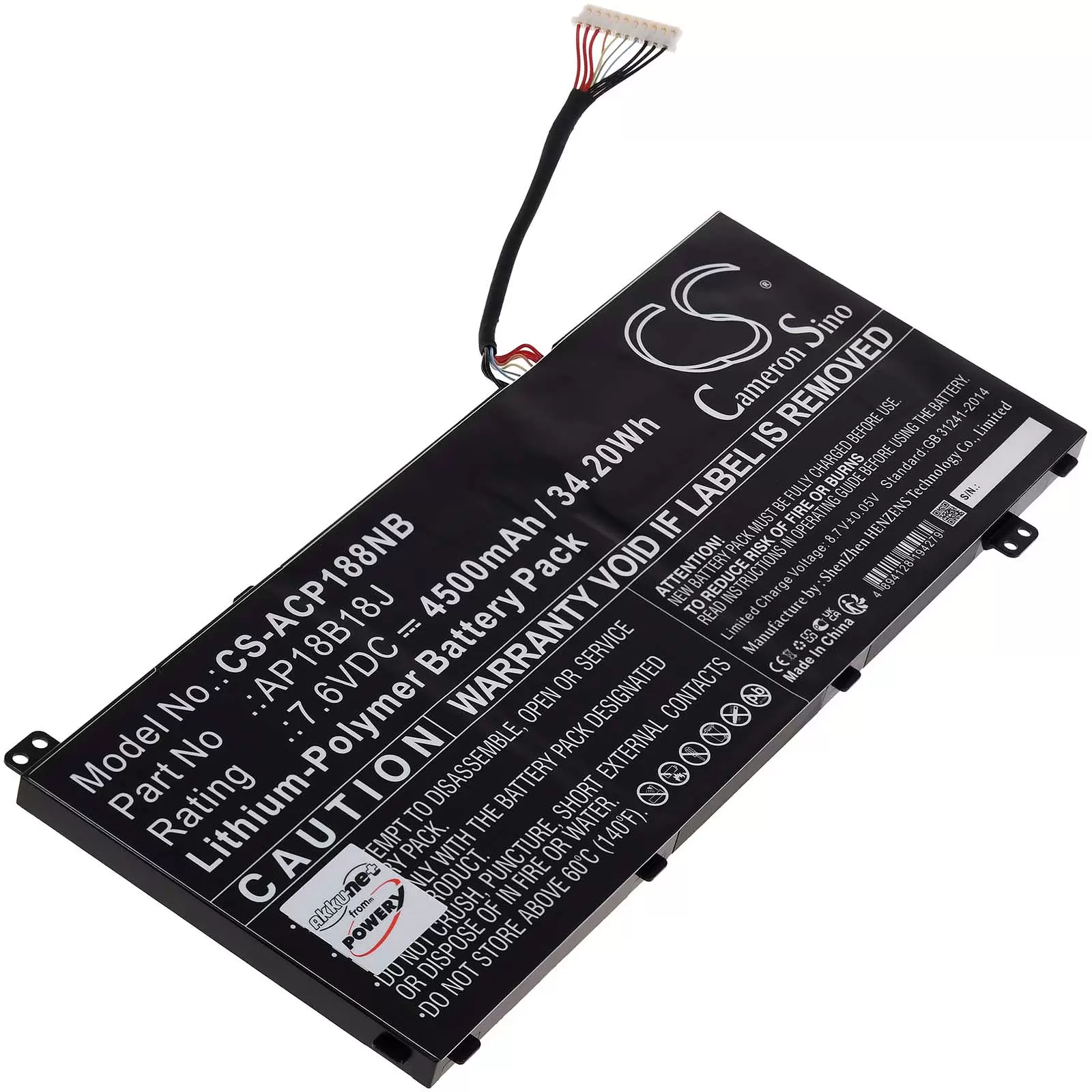 Akku passend für Laptop Acer Aspire 3 A314-32 Typ AP18B18J