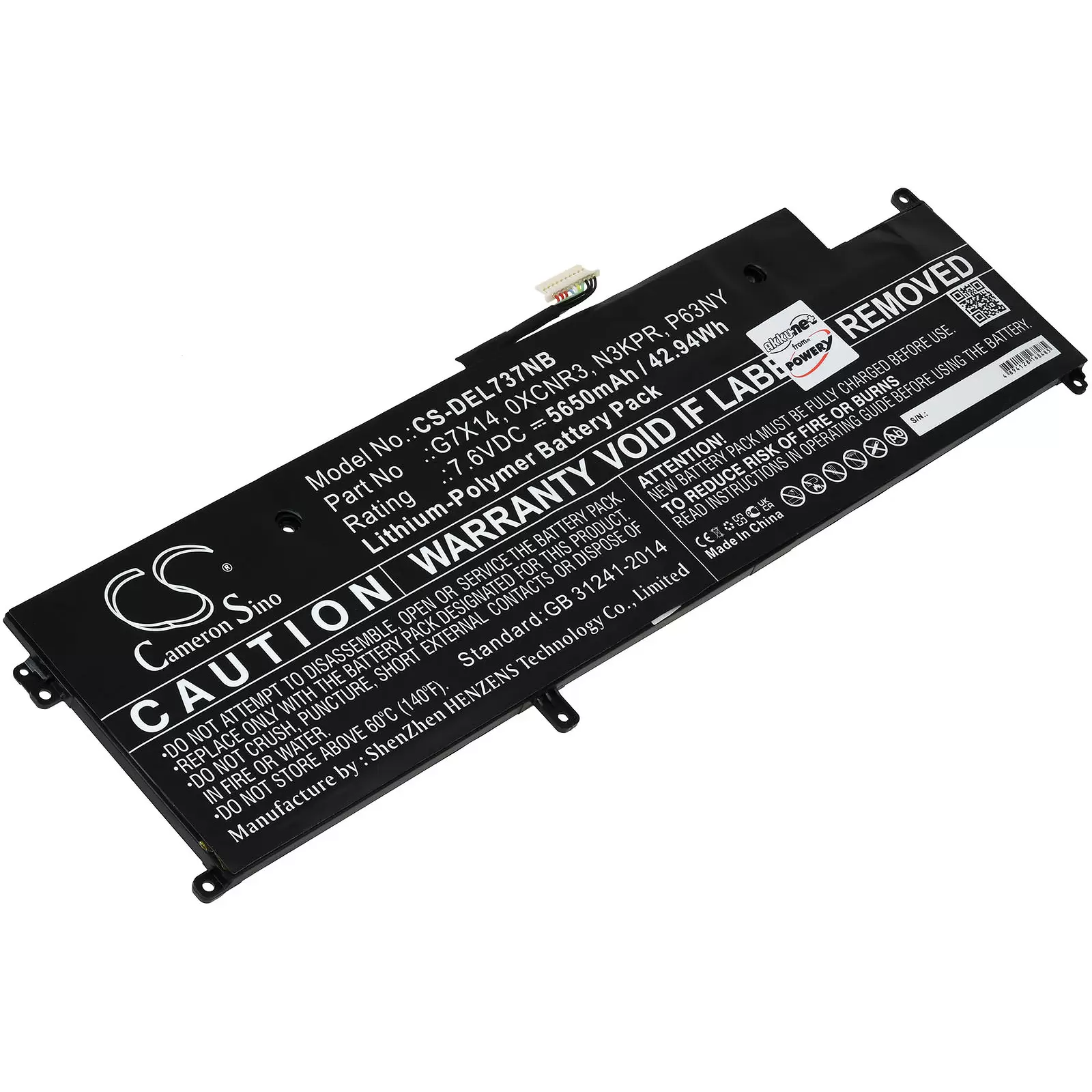 Akku passend für Laptop Dell Latitude 13 7370, Latitude E7370, Typ XCNR3