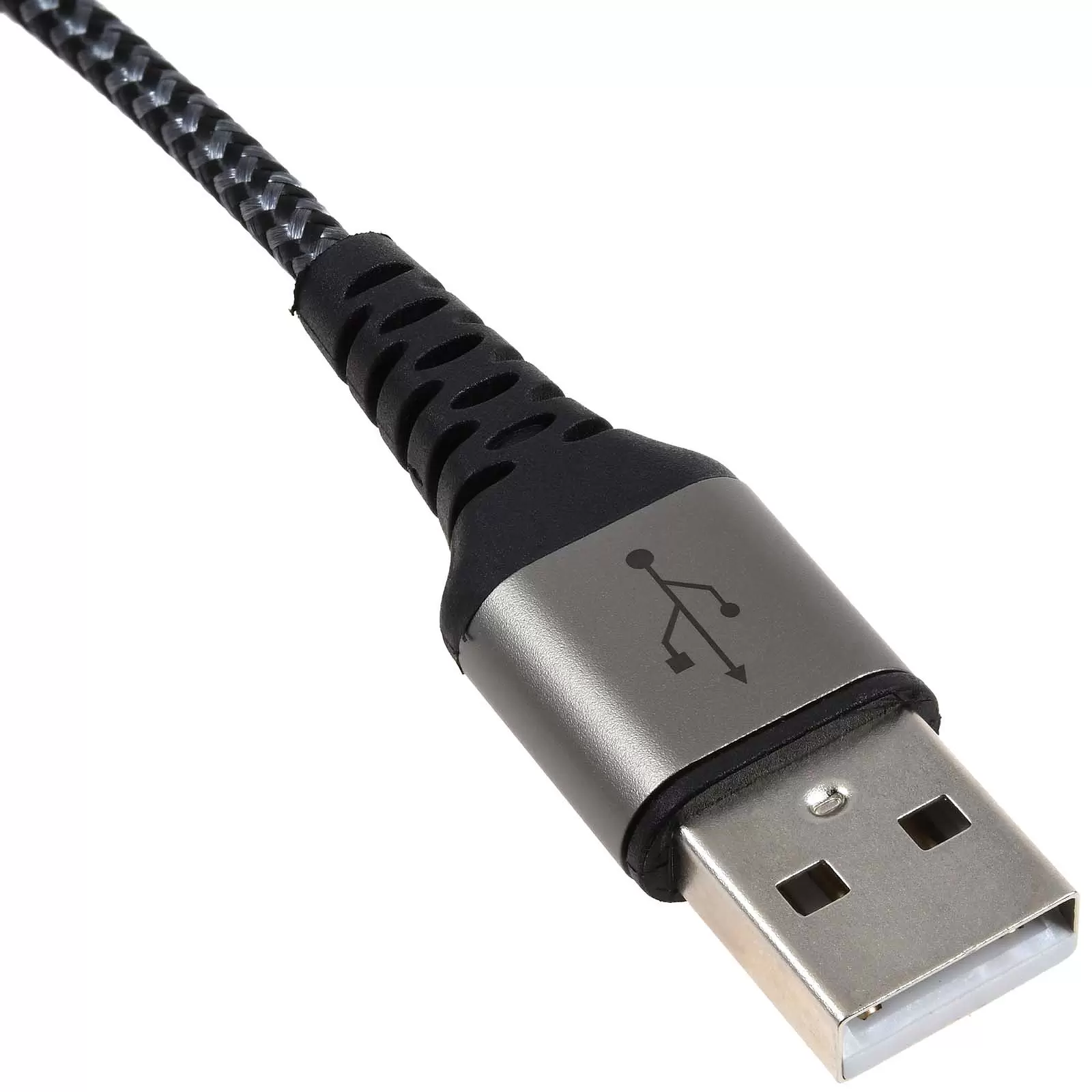 Lightning auf USB-A Textilkabel mit Metallsteckern spacegrau/silber, 1 m