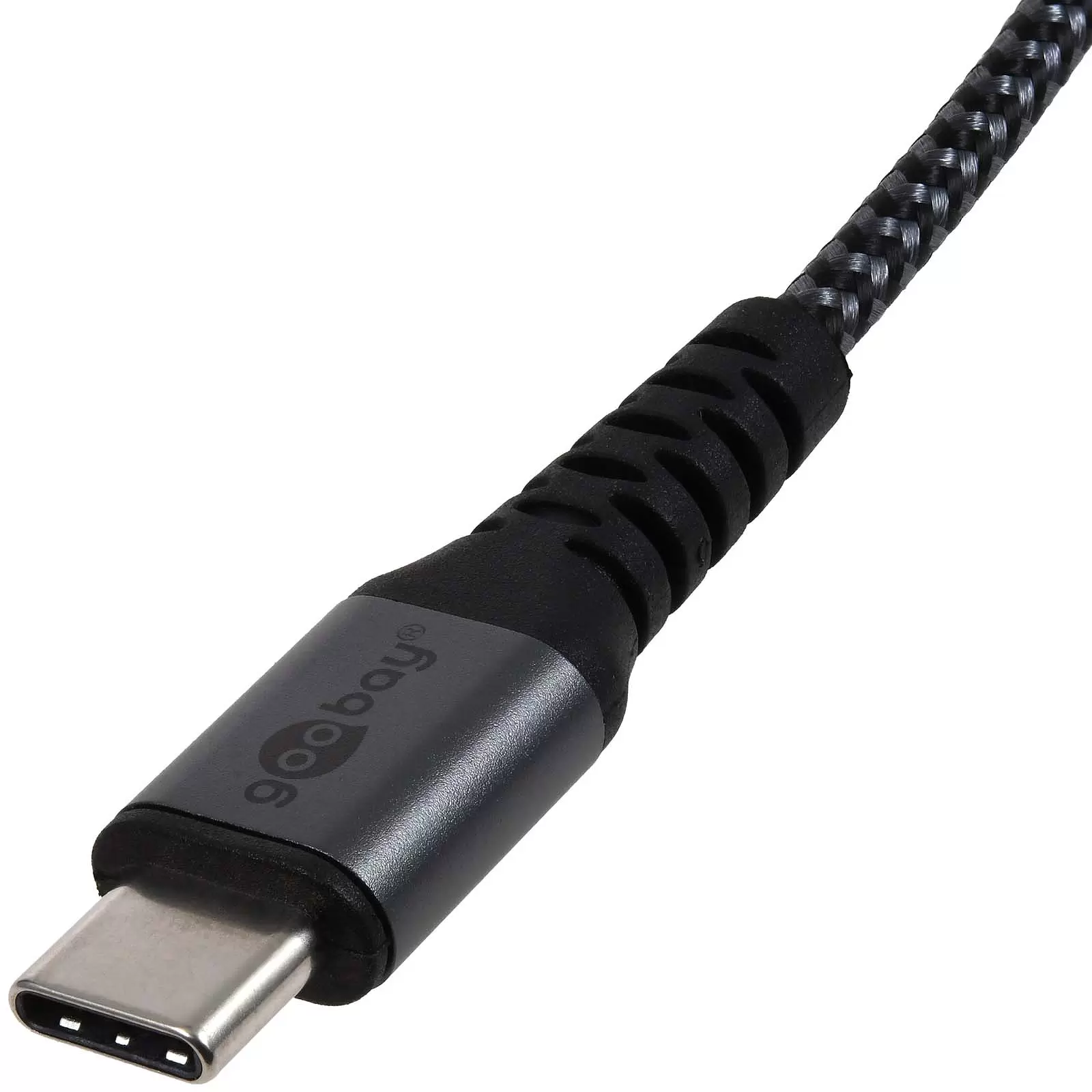 USB-C-auf-USB-A Textilkabel mit Metallsteckern spacegrau/silber, 1 m, 49296