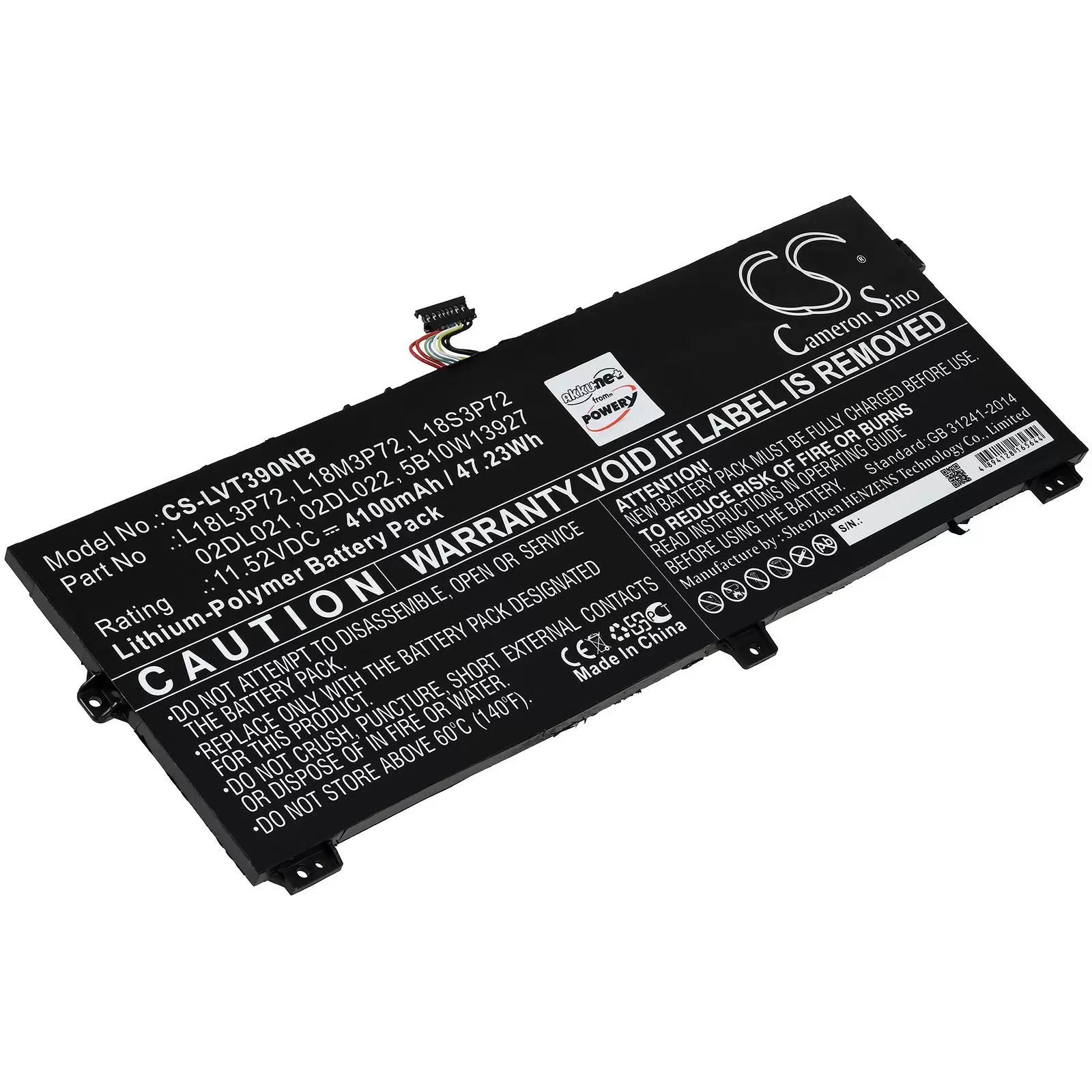 Akku passend für Laptop Lenovo ThinkPad X390 Yoga 20NQS05R00, Typ L18L3P72 Akku passend für Laptop Lenovo ThinkPad X390 Yoga 20NQS05R00, Typ L18L3P72