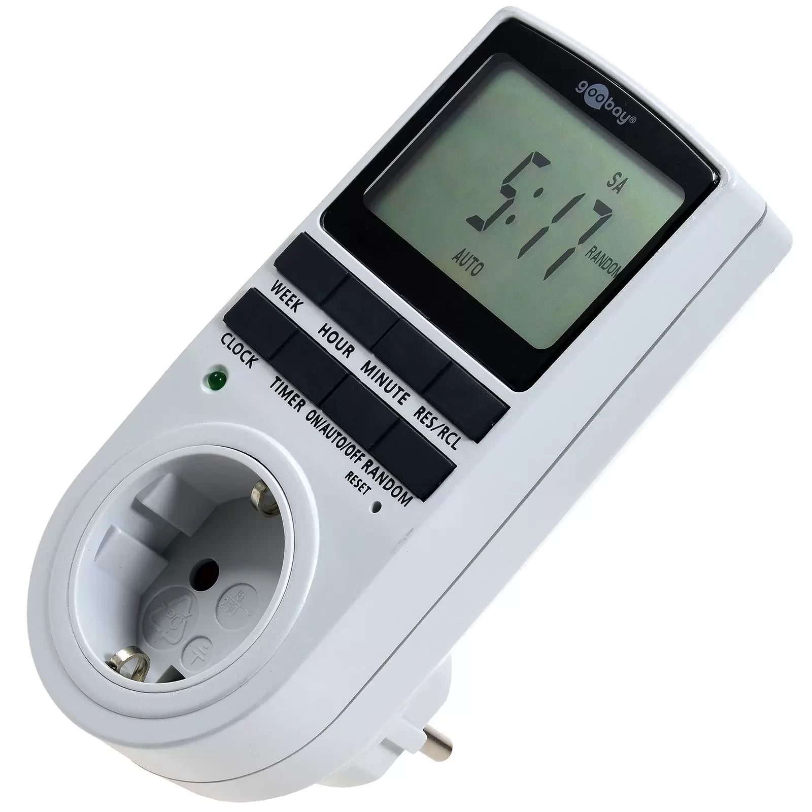 goobay Digitale Zeitschaltuhr mit Schutzkontaktanschluss Typ F Weiß