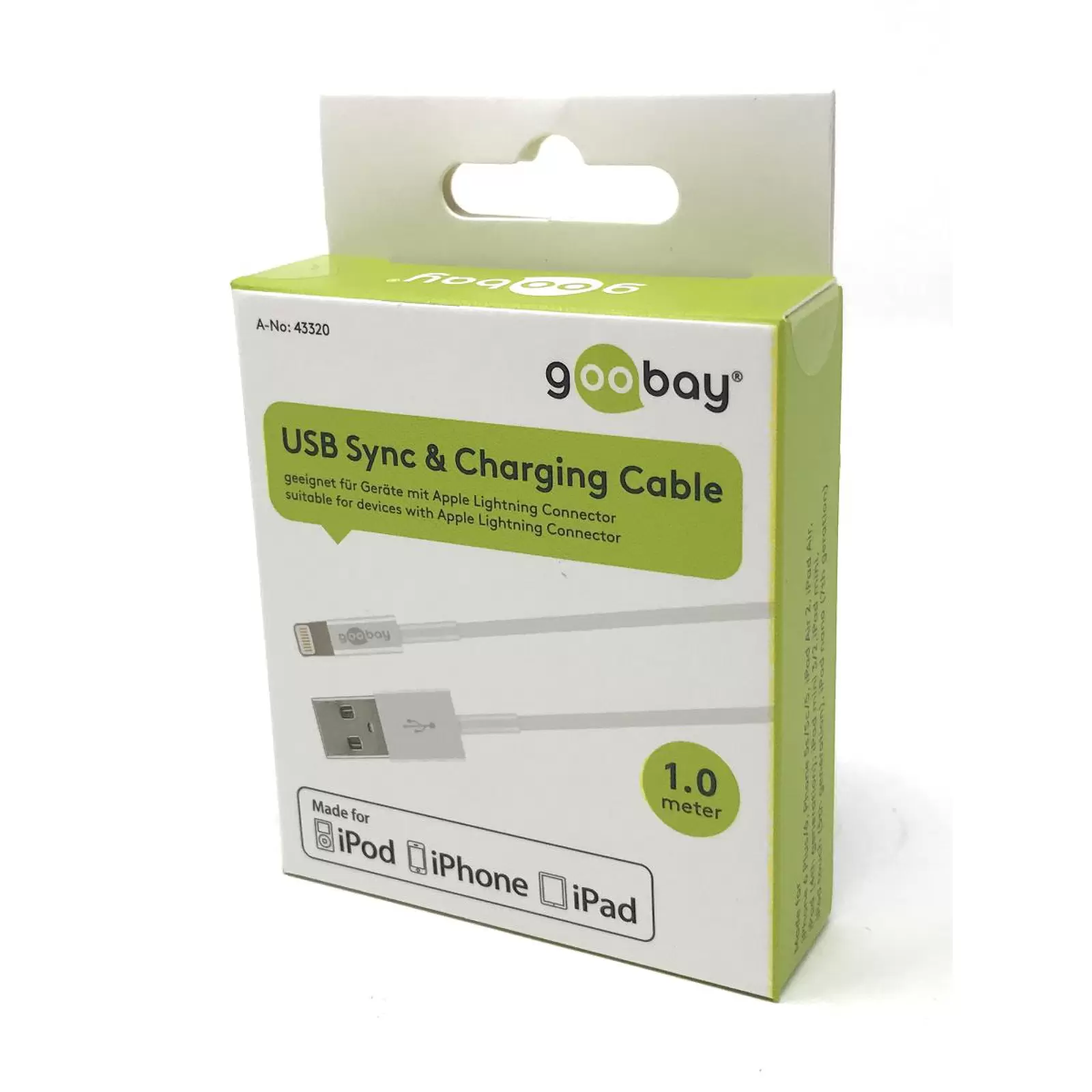goobay Lightning MFi / USB Sync- und Ladekabel für Apple iPhone/iPad Weiß