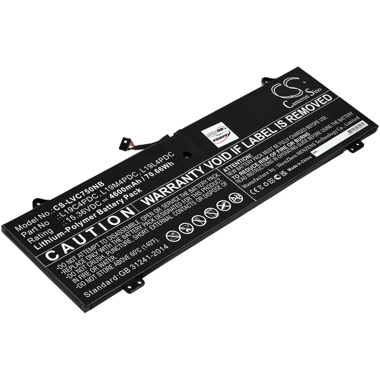 Akku passend für Laptop Lenovo Yoga C750-14ITL, Yoga 7 14, Typ L19C4PDC