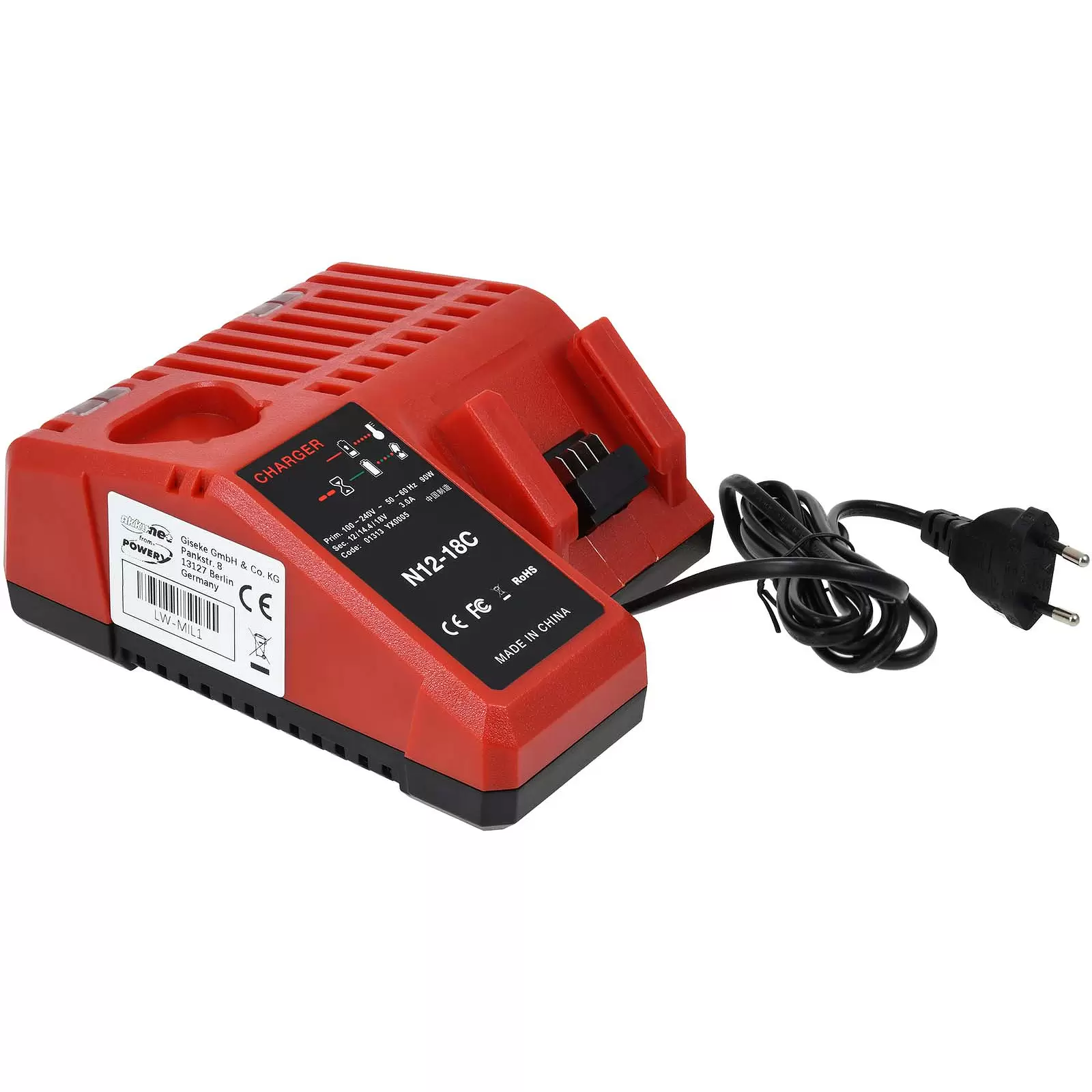 Ladegerät für AEG/ Milwaukee Werkzeugakkus 12V-14,4V-18V/ Li-Ion