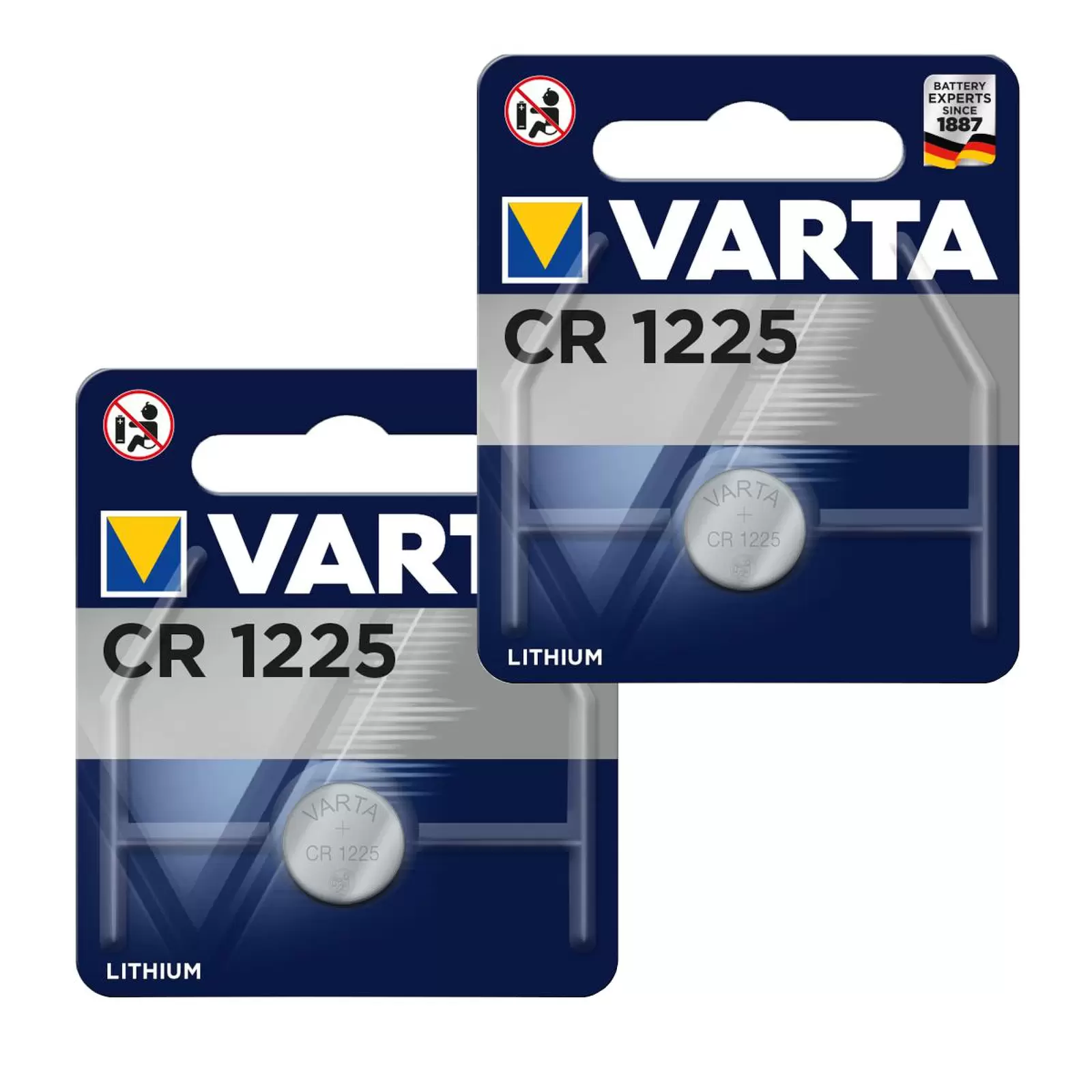 2x Lithium Knopfzelle, Batterie Varta CR1225 2x 1er Blister 2x Lithium Knopfzelle, Batterie Varta CR1225 2x 1er Blister