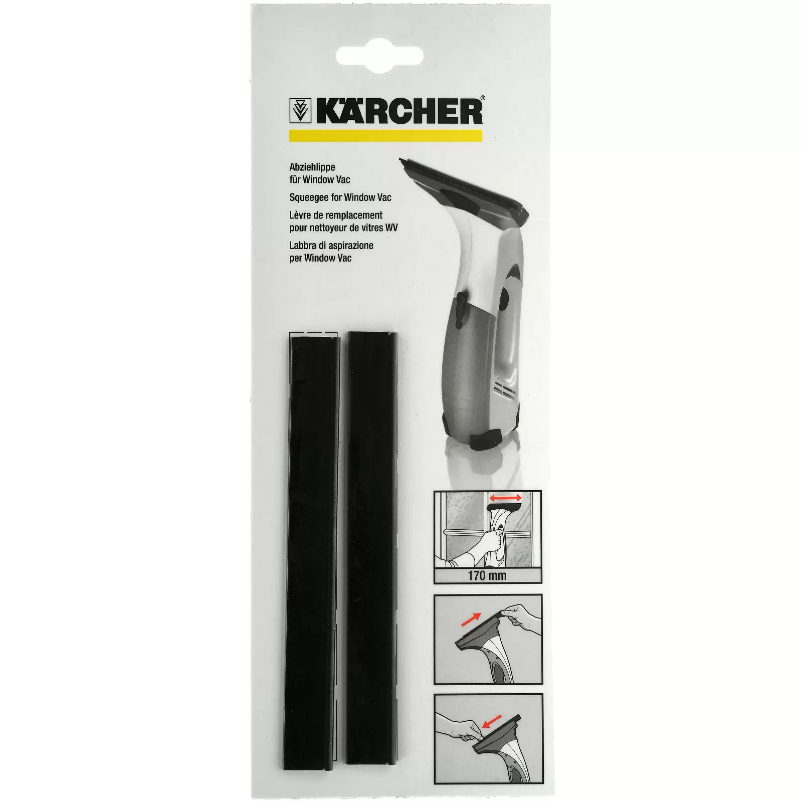 Kärcher Abziehlippe für Fenstersauger z.B. WV 5 Plus (kurz 17cm, 2er Pack)