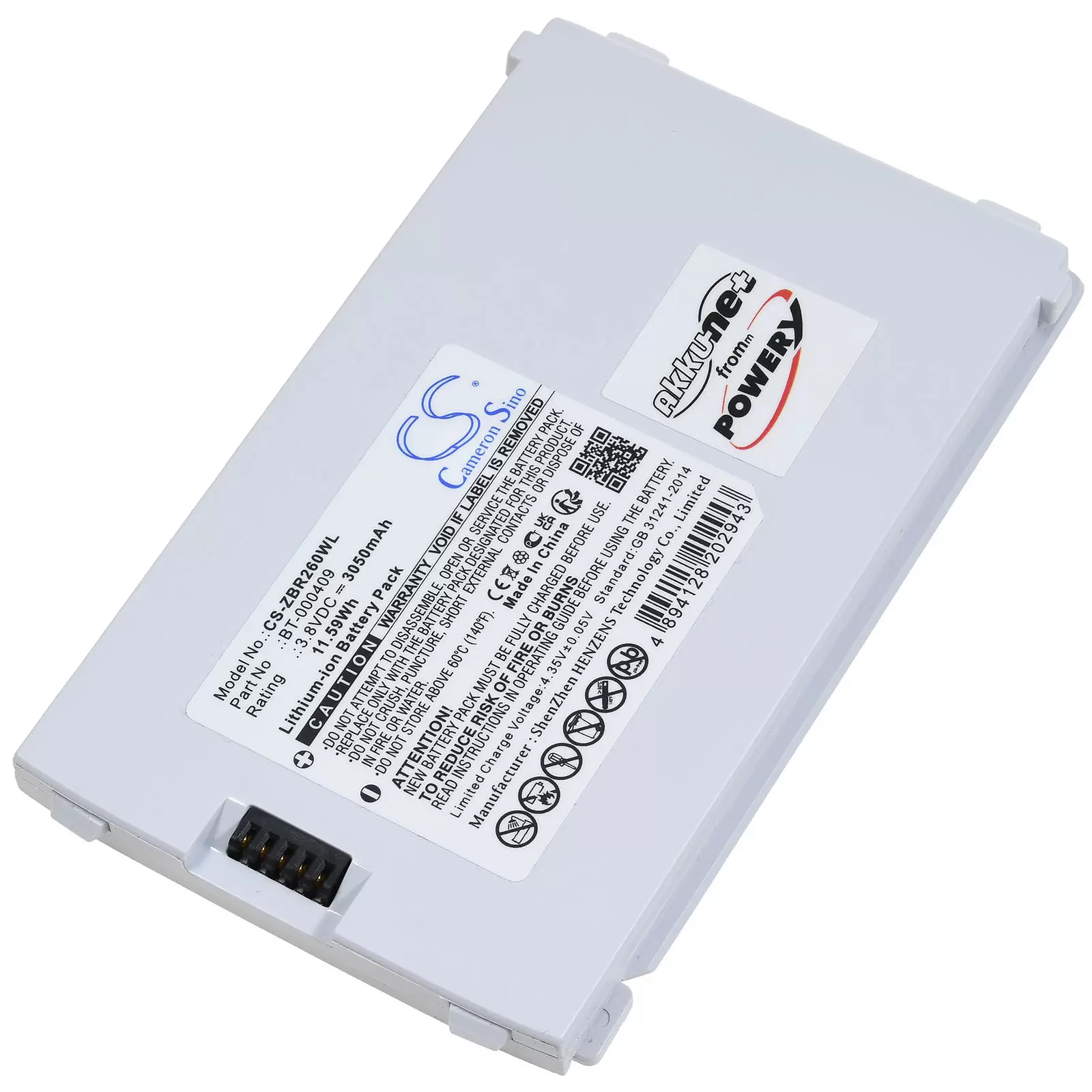 Standardakku passend für Barcode Scanner Zebra TC21 TC26 Typ BTRY-TC2Y-1XMA1-01 Weiß