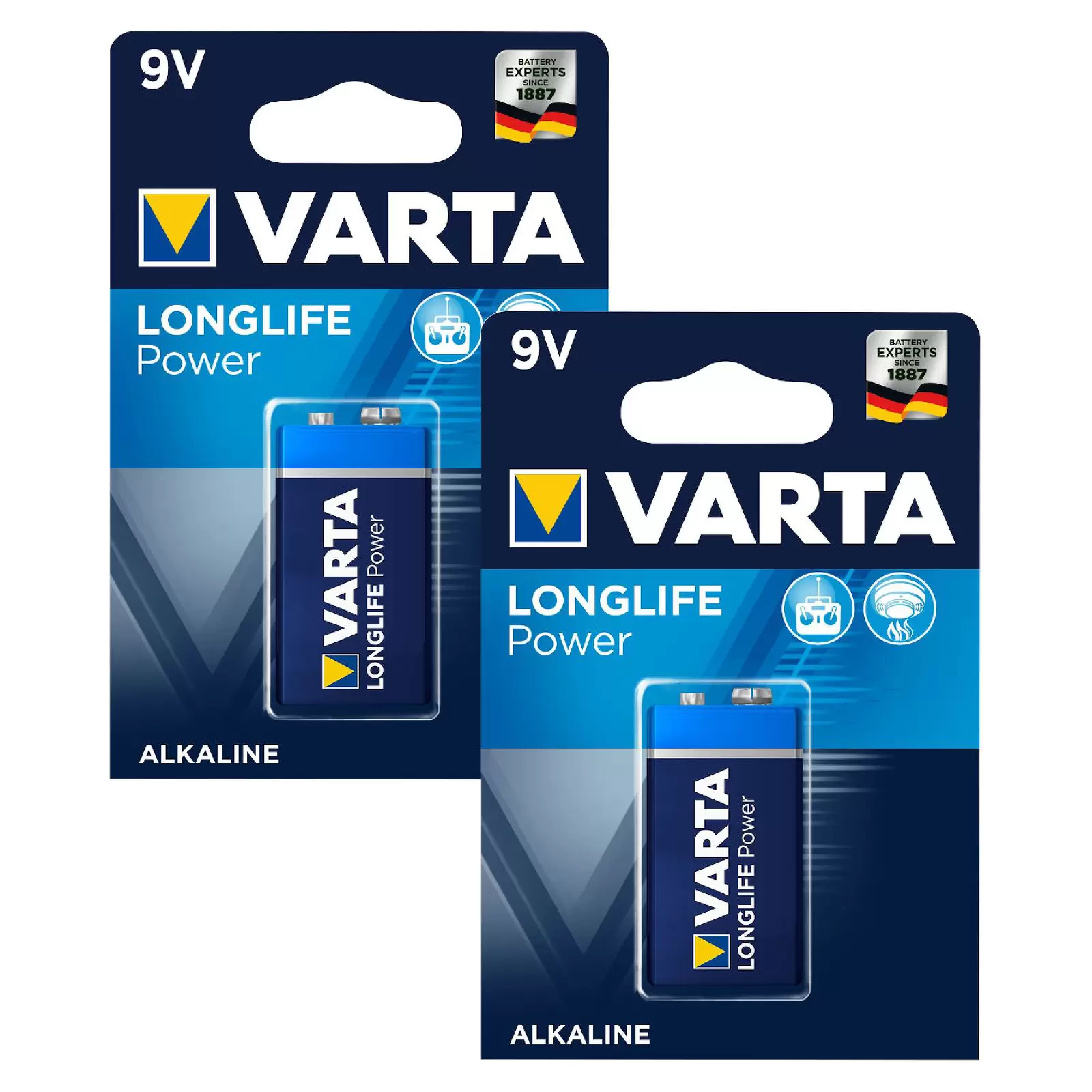 2 Batterien Varta Typ 6LF22, PP3, 6LR61, 9V-Blockbatterie 2x 1er Blister 2 Batterien Varta Typ 6LF22, PP3, 6LR61, 9V-Blockbatterie 2x 1er Blister