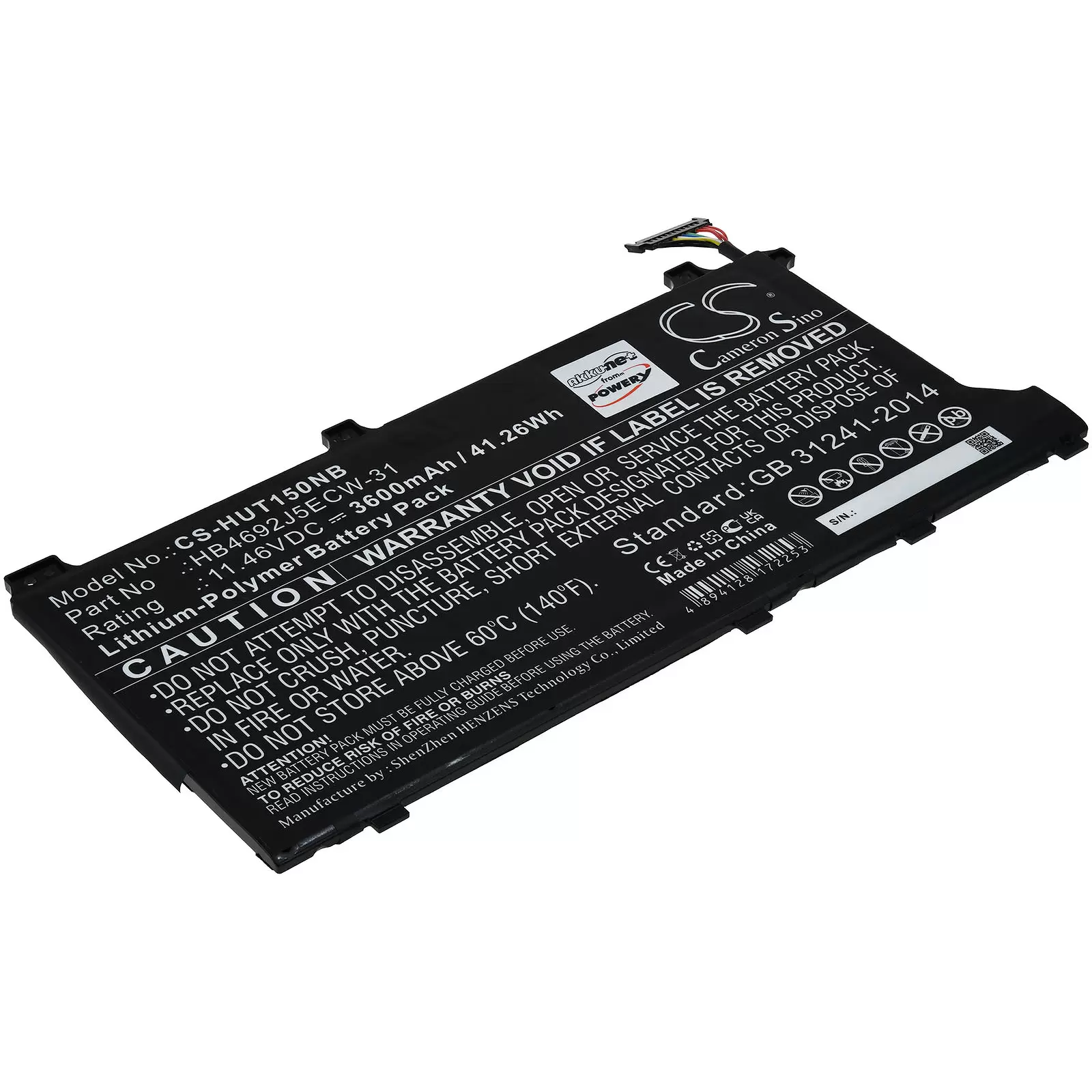 Akku passend für Laptop Huawei MateBook D 15 2020, MagicBook 15 4500U, Typ HB4692J5ECW-31 Akku passend für Laptop Huawei MateBook D 15 2020, MagicBook 15 4500U, Typ HB4692J5ECW-31